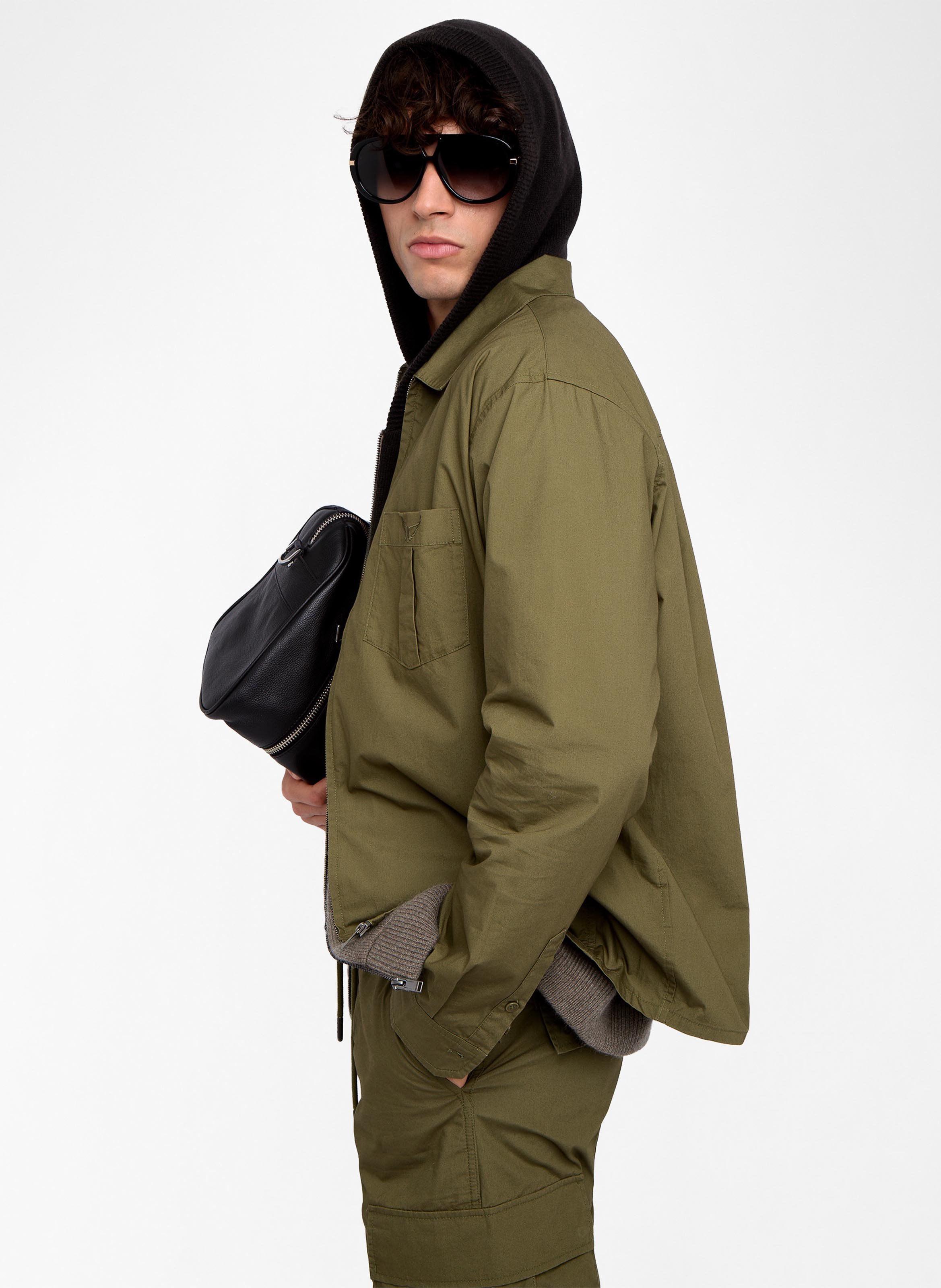 Gerade geschnittene, einfarbige Reißverschlussjacke aus Baumwolle Suzy ZADIG&VOLTAIRE Khaki