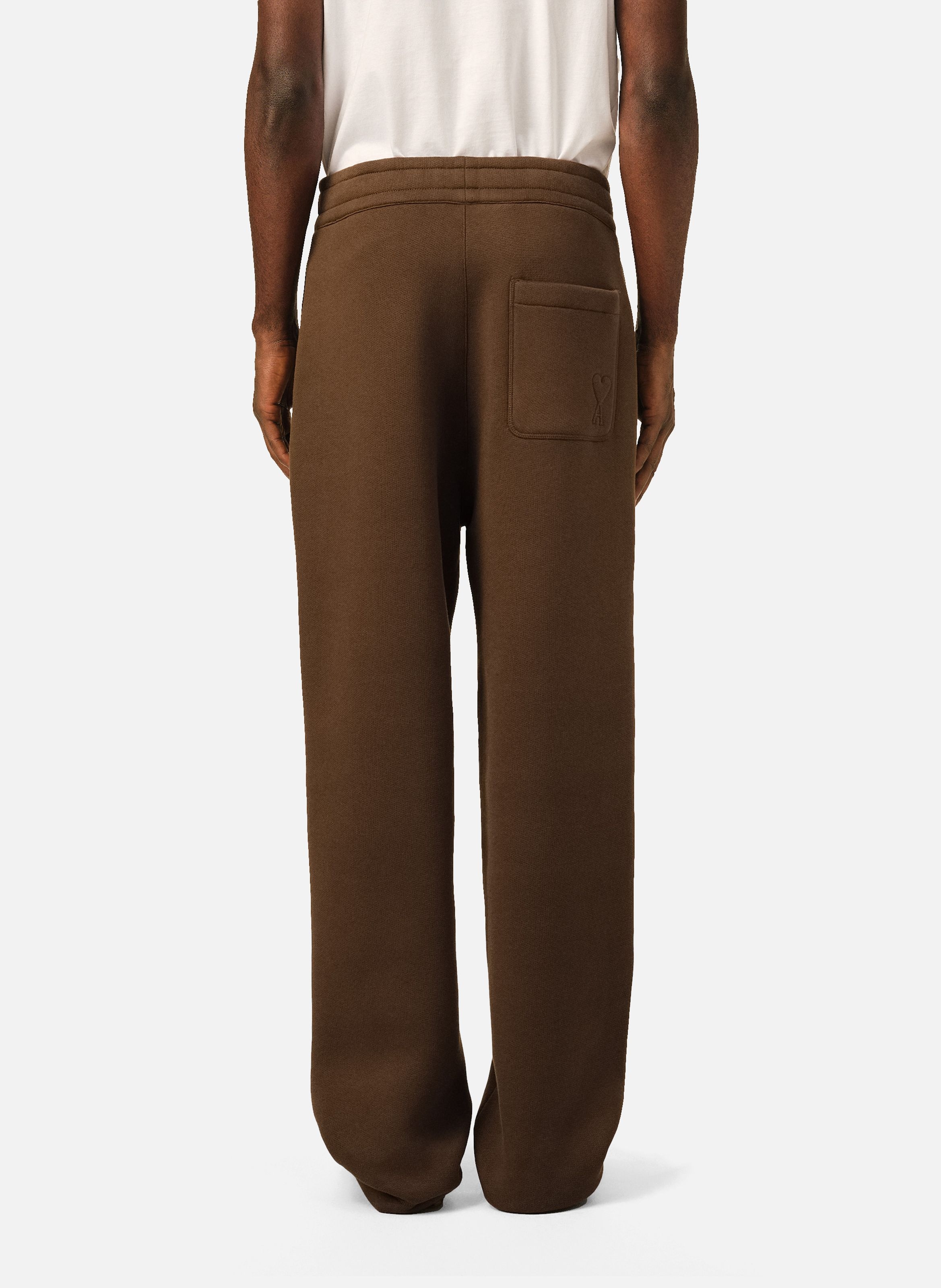 Jogging unisexe en coton ami de coeur embossé AMI PARIS Marron