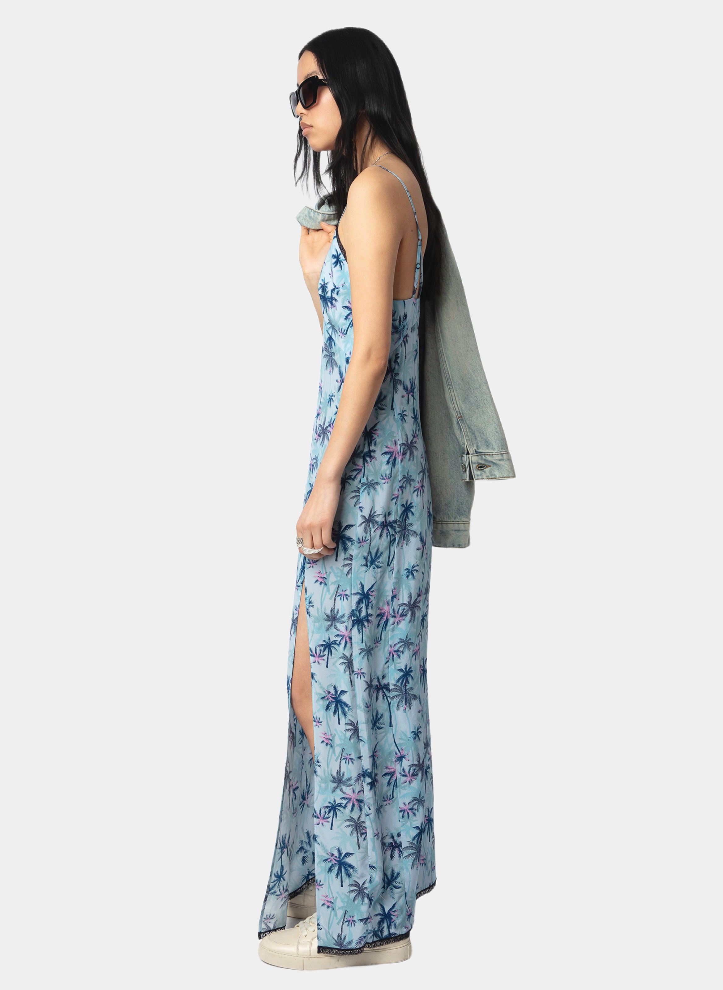 Langes Seidenkleid mit V-Ausschnitt ZADIG&VOLTAIRE Blau