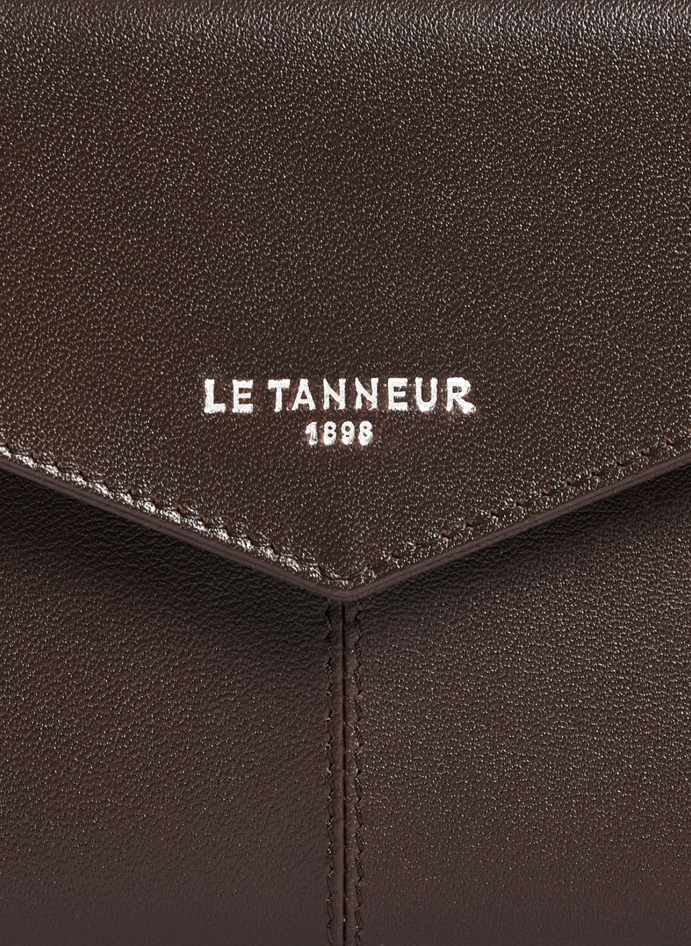 Pochette enveloppe moyen modèle paulette en cuir lisse LE TANNEUR Marron