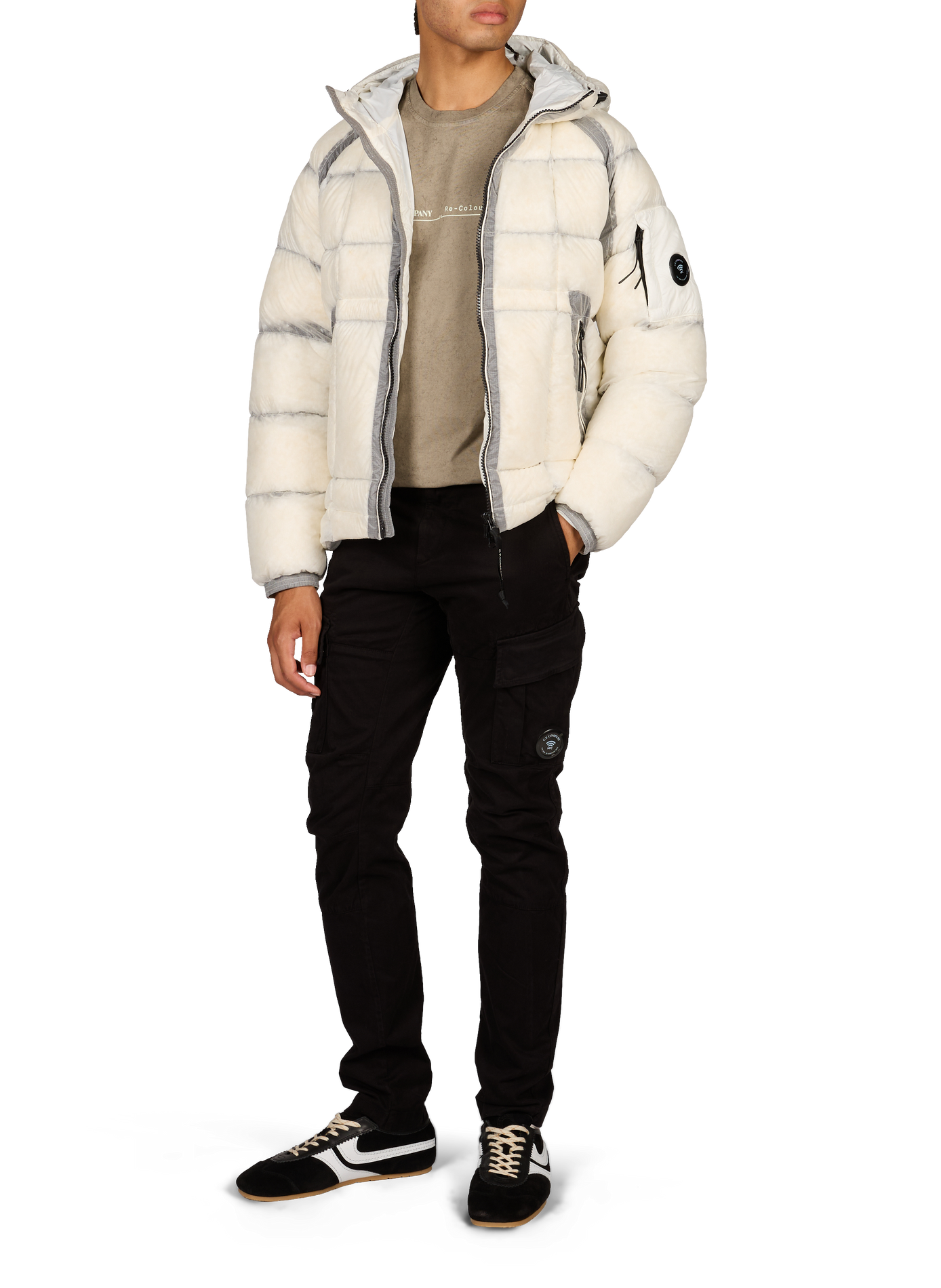 Quilted hooded Down jacket CP COMPANY White