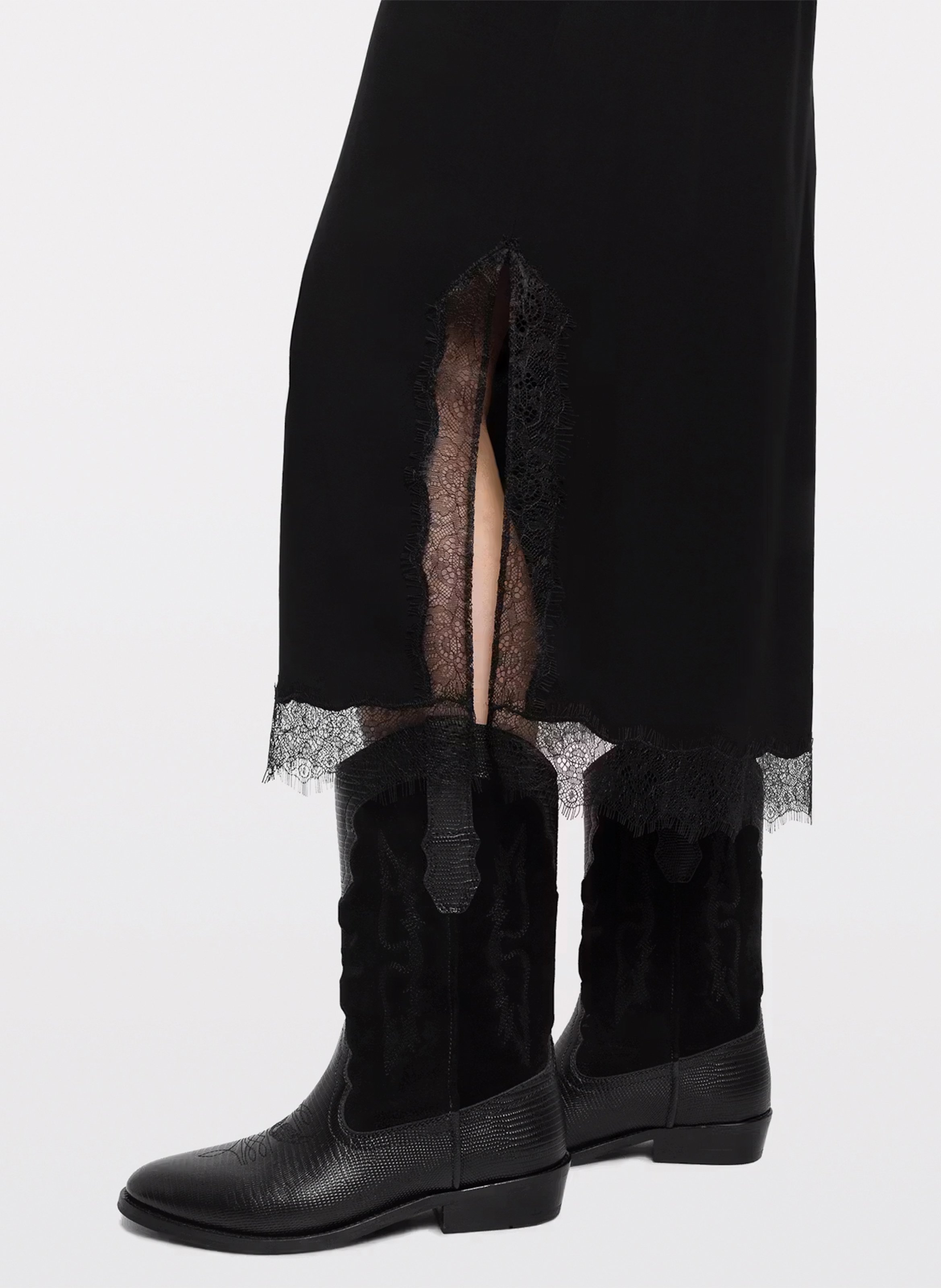 Lange rok met kanten split jarvis ZADIG&VOLTAIRE Zwart