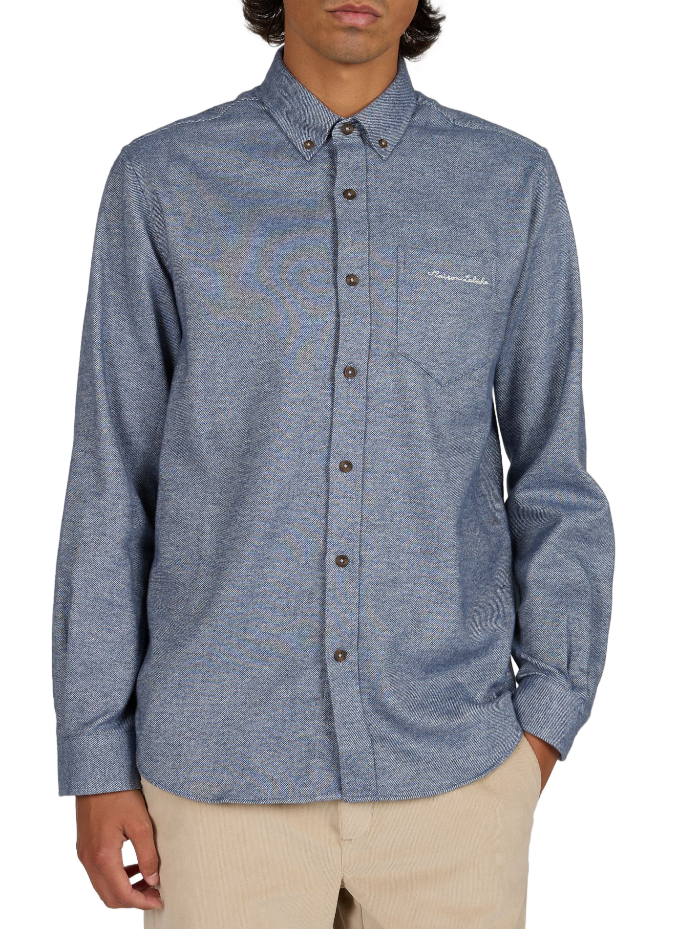 Straight button-down collar shirt in cotton MAISON LABICHE Blue