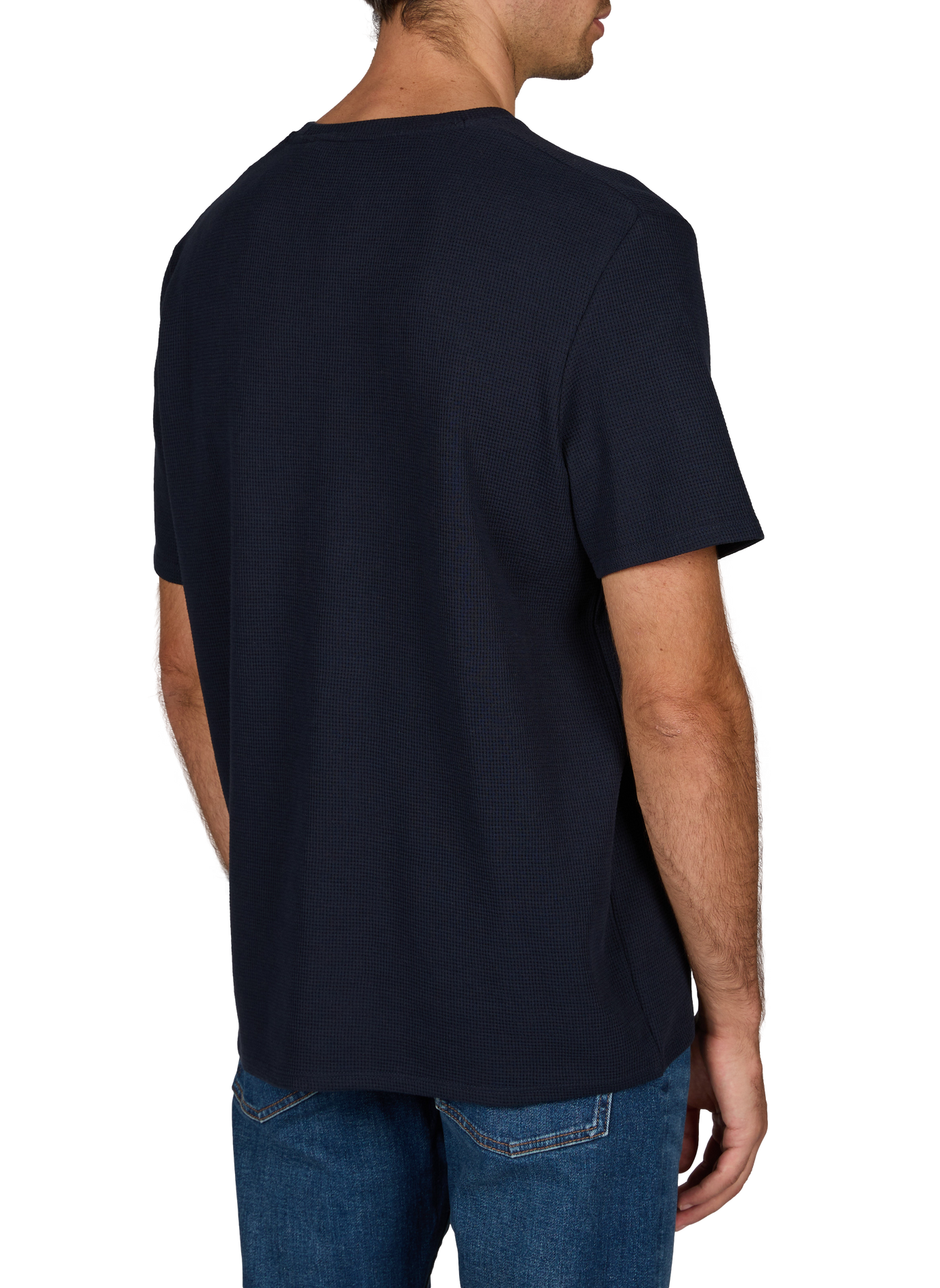 Round neck t-shirt in blended piqué cotton BOSS Blue
