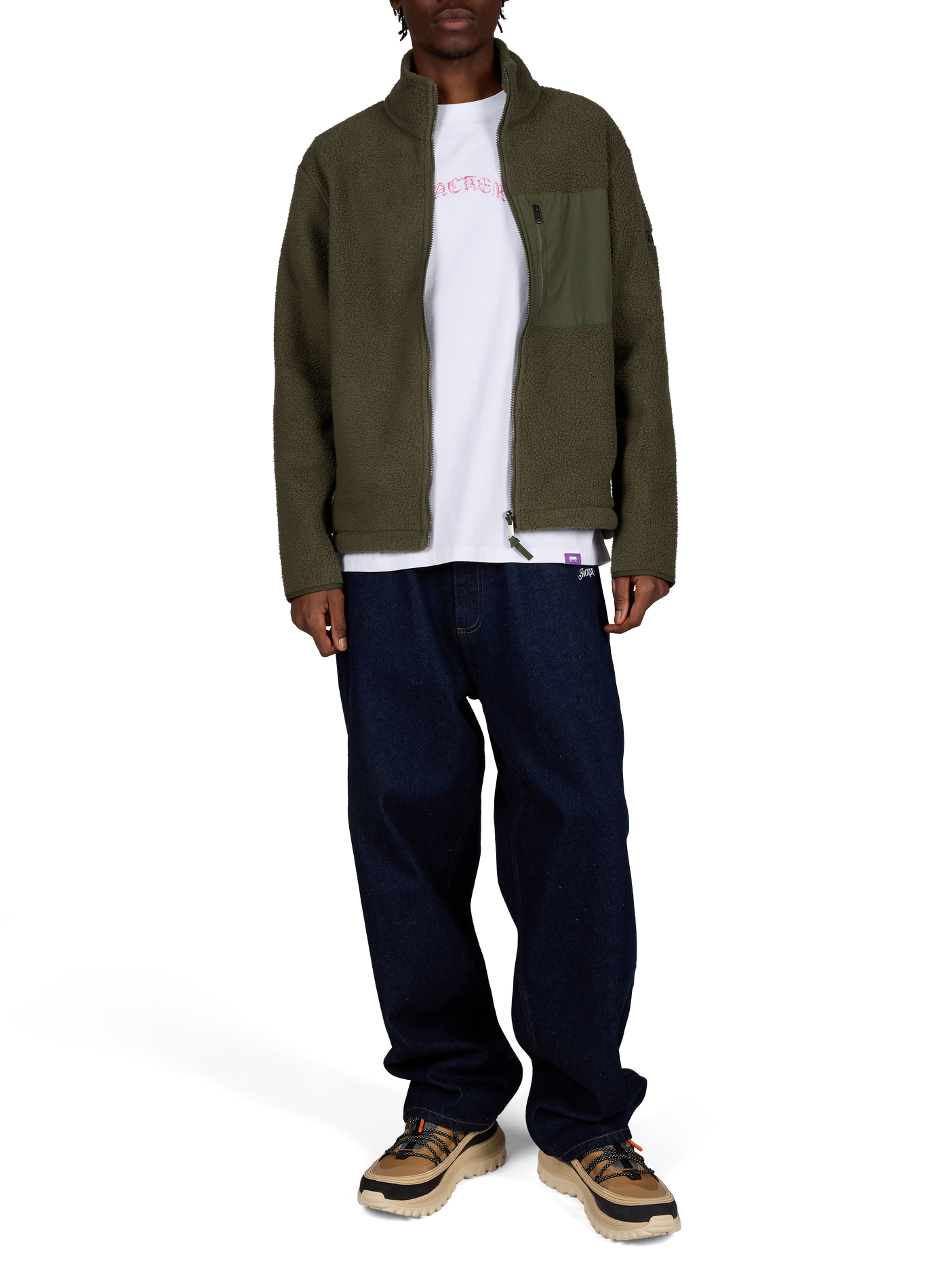 Gerade geschnittene Fleecejacke mit Stehkragen AIGLE Khaki