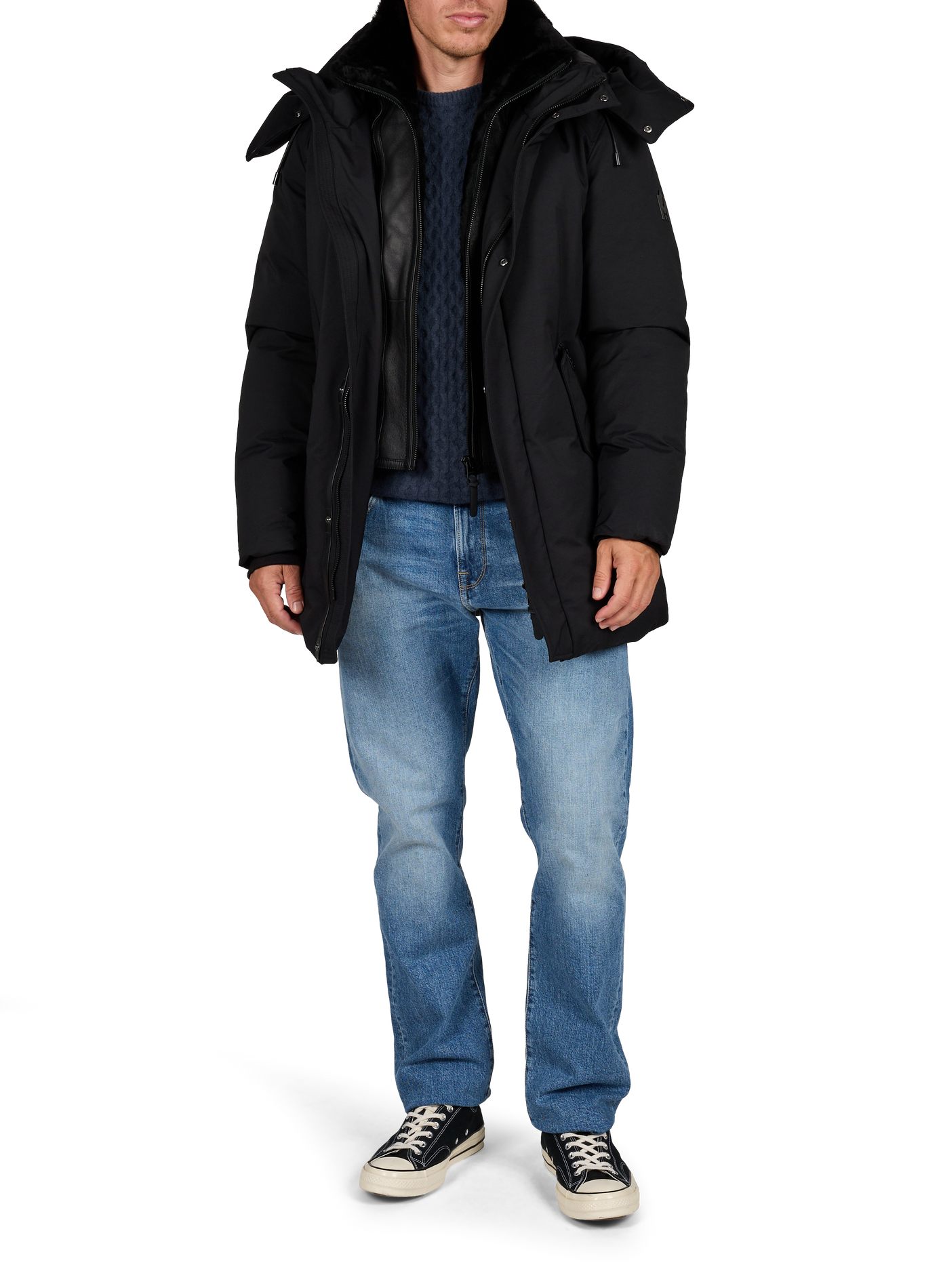 Hochgeschlossener Mantel mit Kapuze MACKAGE Schwarz