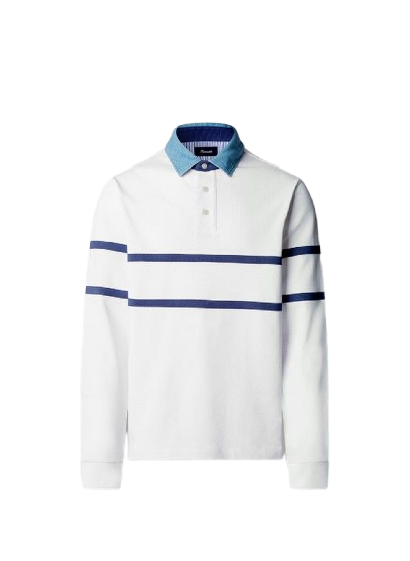 Long-sleeved striped cotton polo shirt FACONNABLE White
