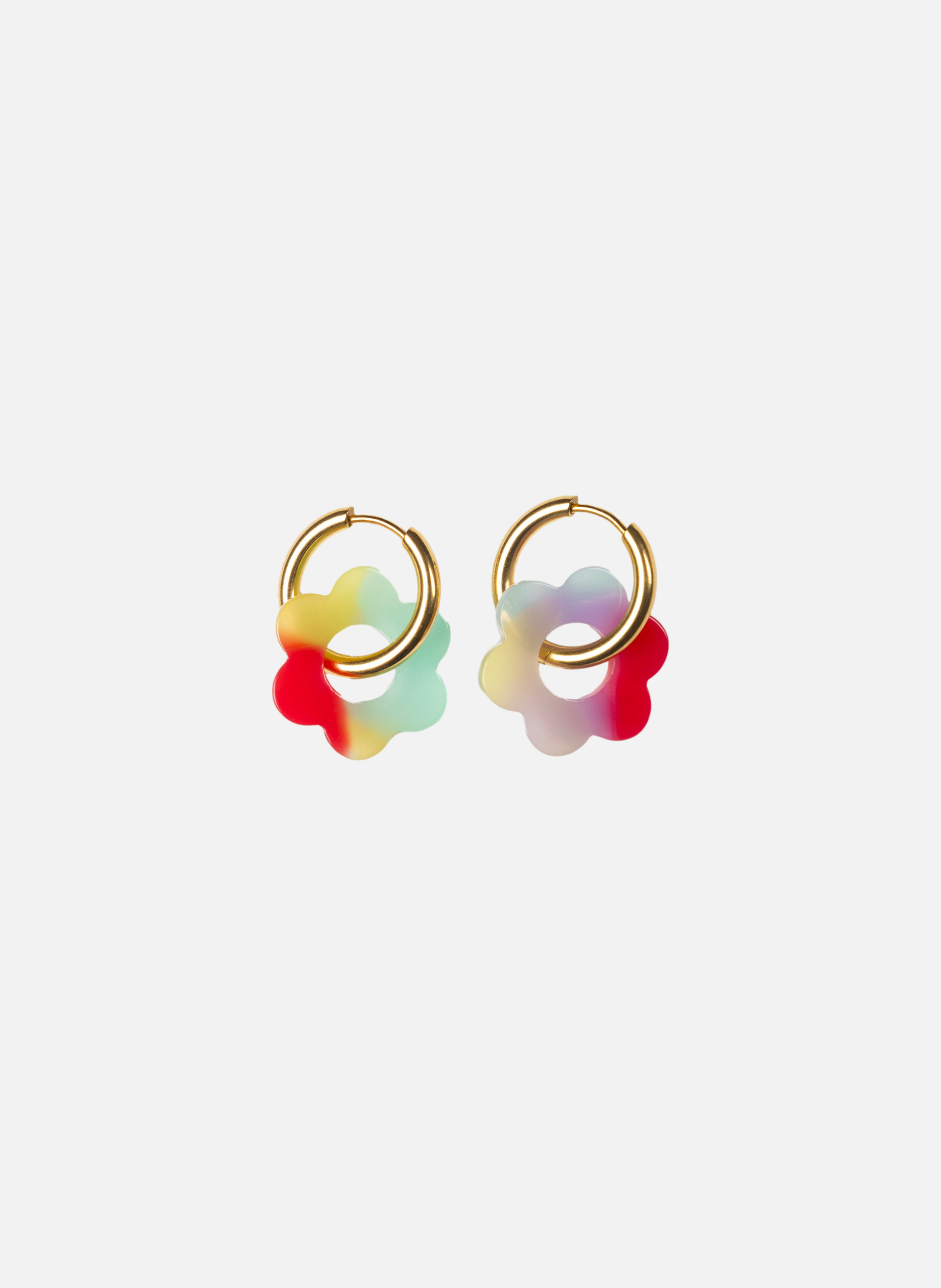 Boucles d'oreilles Baby Fleurette avec anneaux en acier inoxydable doré  Muse