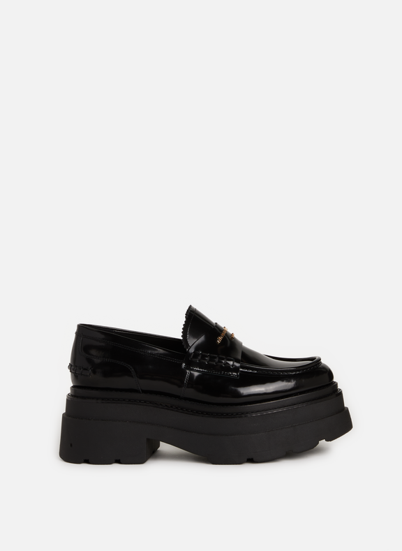 ALEXANDER WANG Leather wedge loafers Black