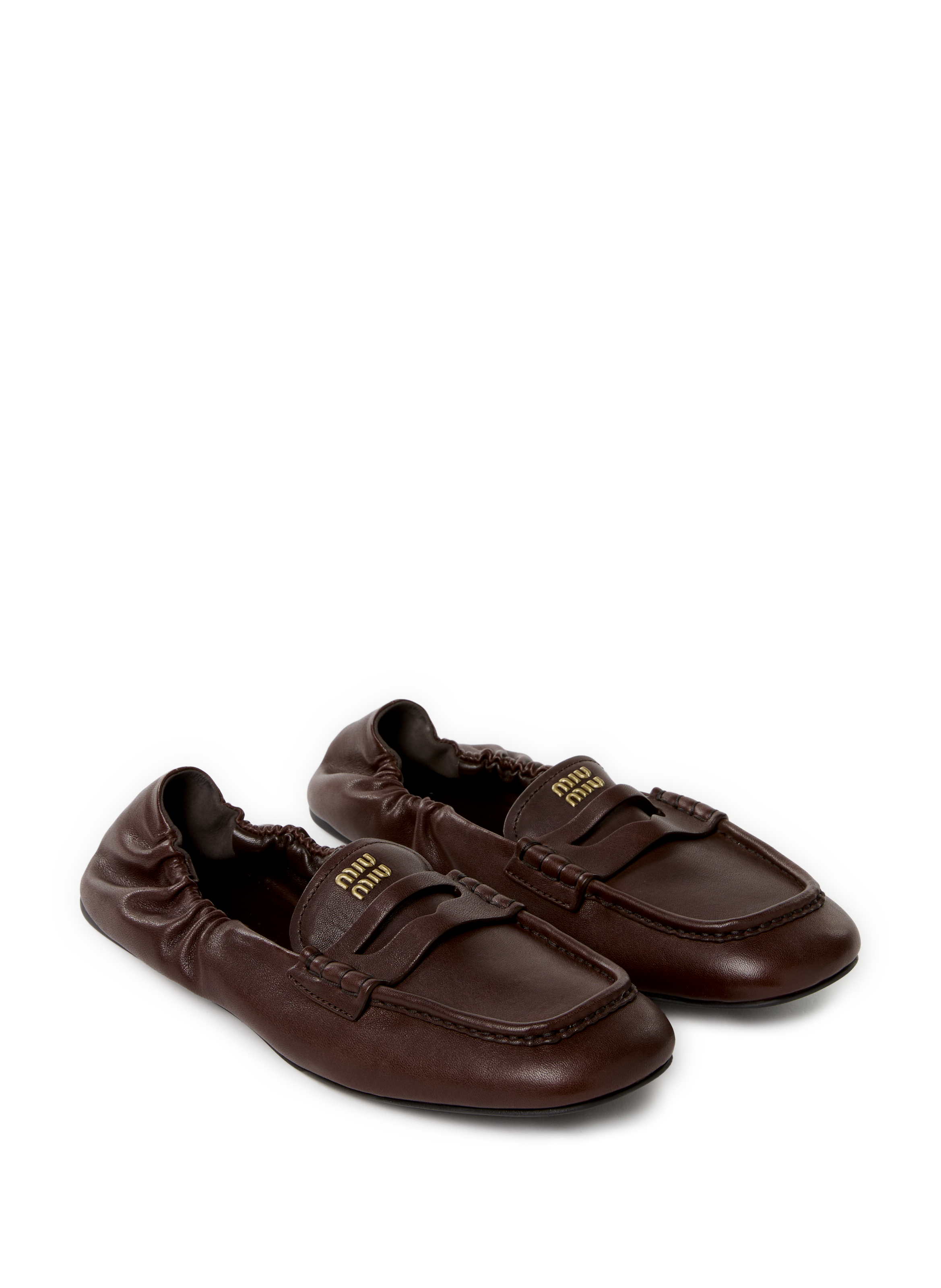 Calfskin leather loafers MIU MIU Brown