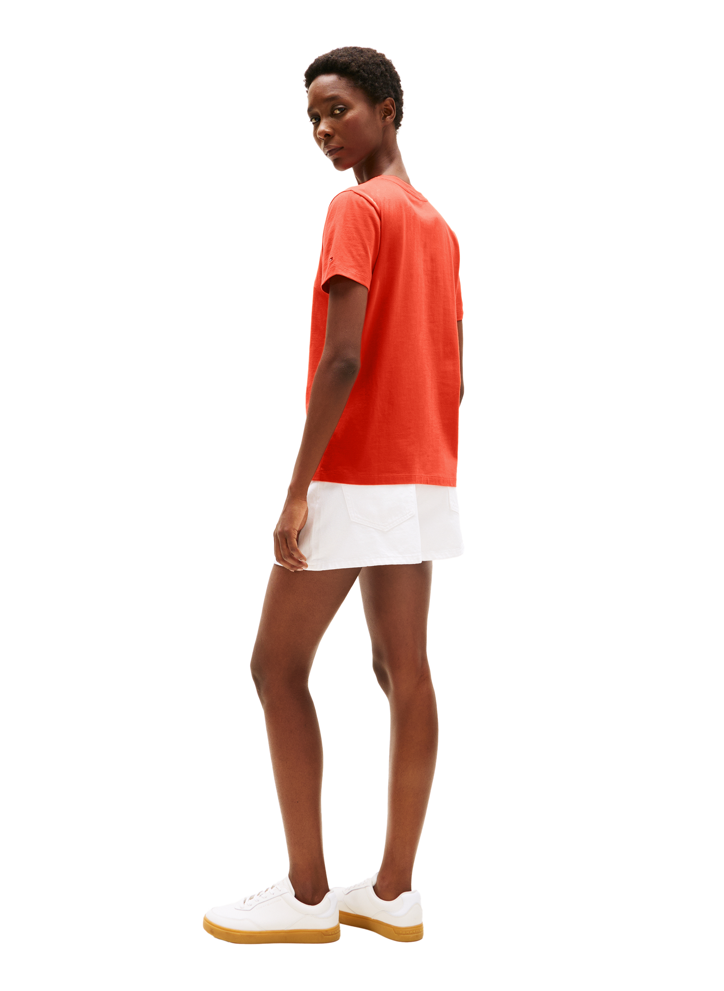 T-shirt with crew neck and embroidered logo TOMMY HILFIGER Orange