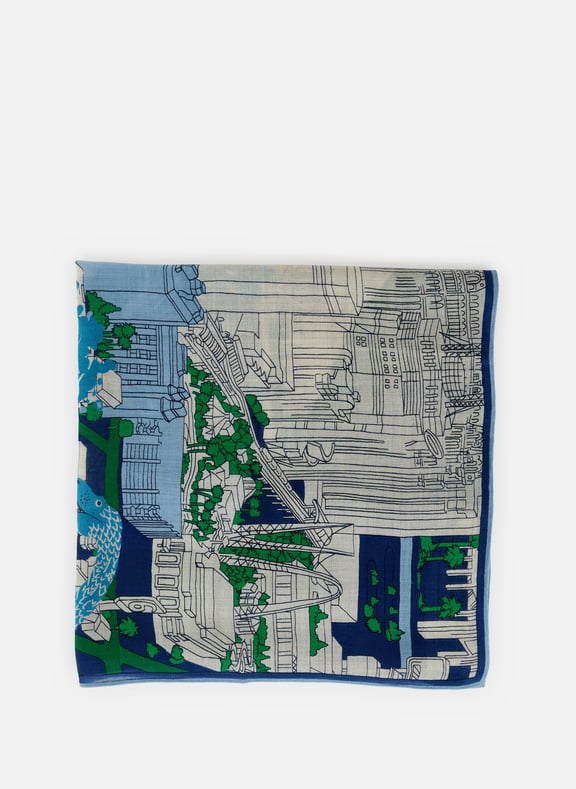 Printed wool scarf Blue by INOUI EDITIONS INOUI EDITIONS Printed wool scarf Blue