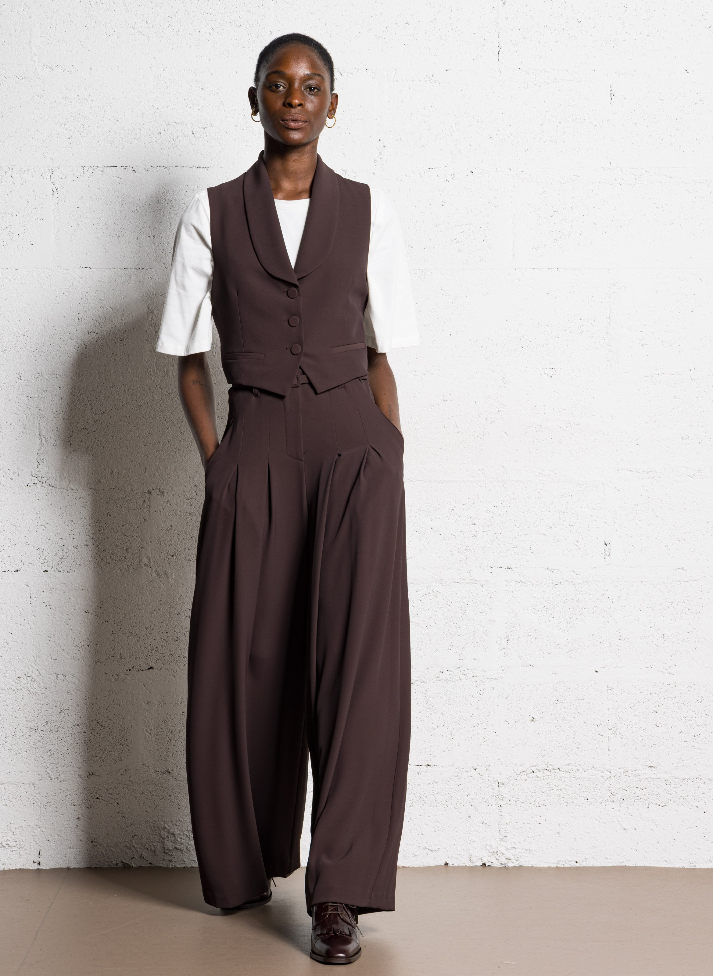 Mocassins vernis à talons en cuir viva MAISON 123 Marron