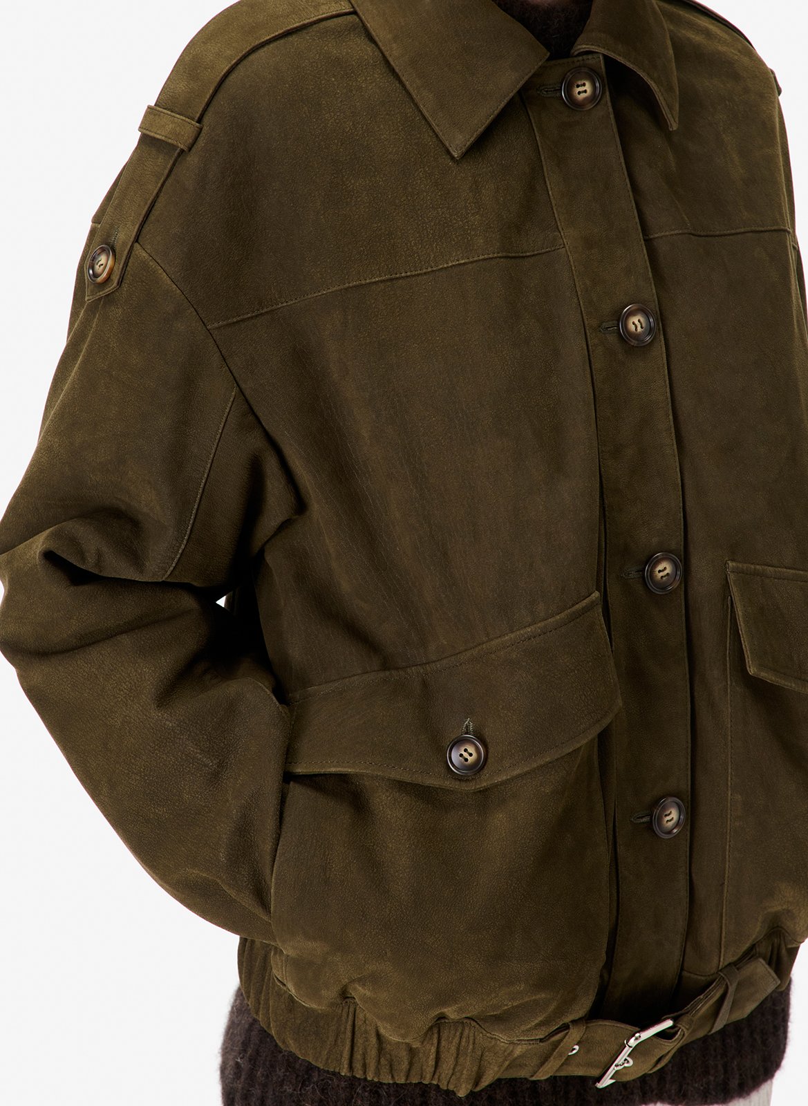 Blouson oversize col classique en cuir barrie IRO Gris