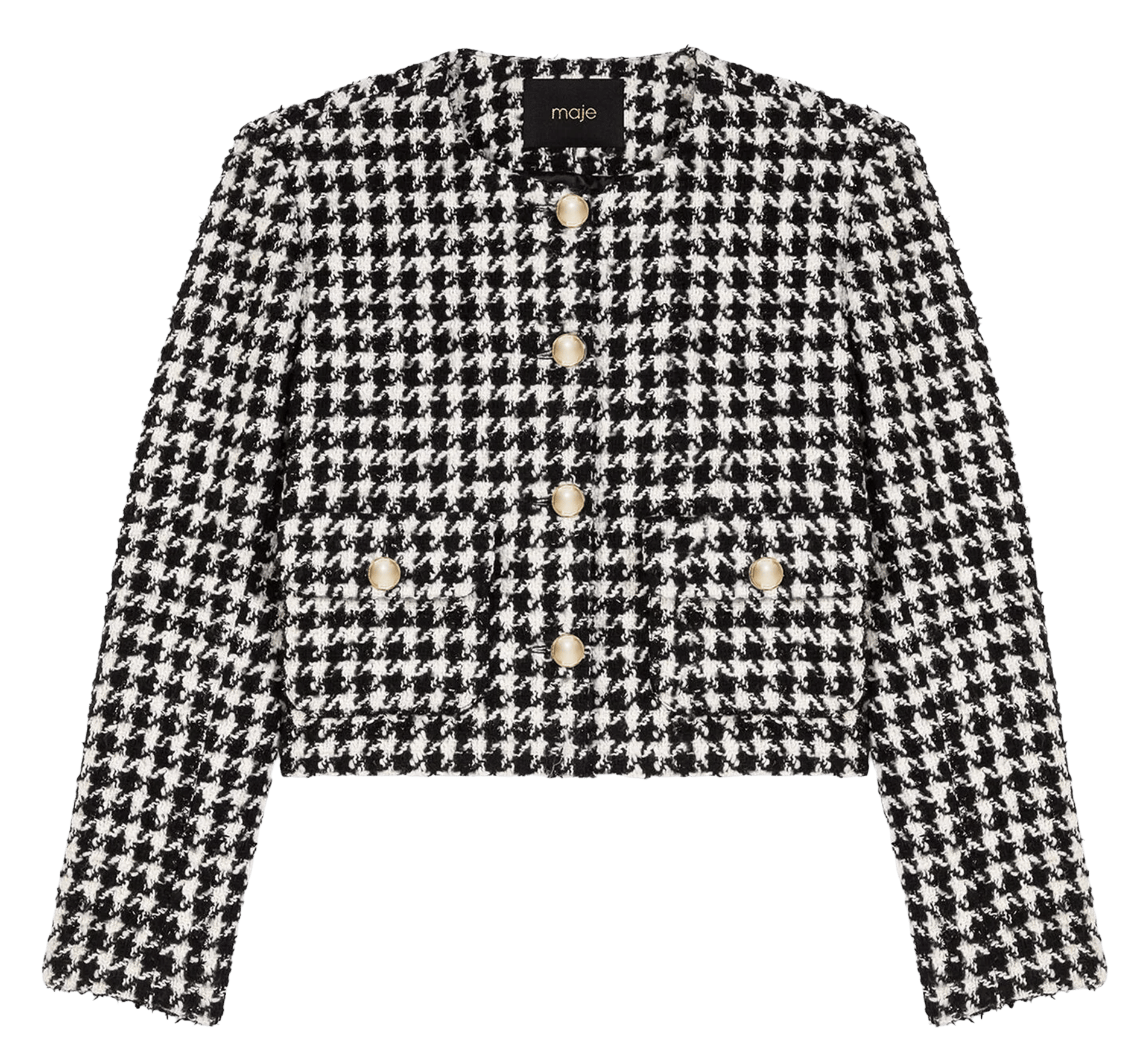 Veste droite col rond en tweed MAJE Blanc