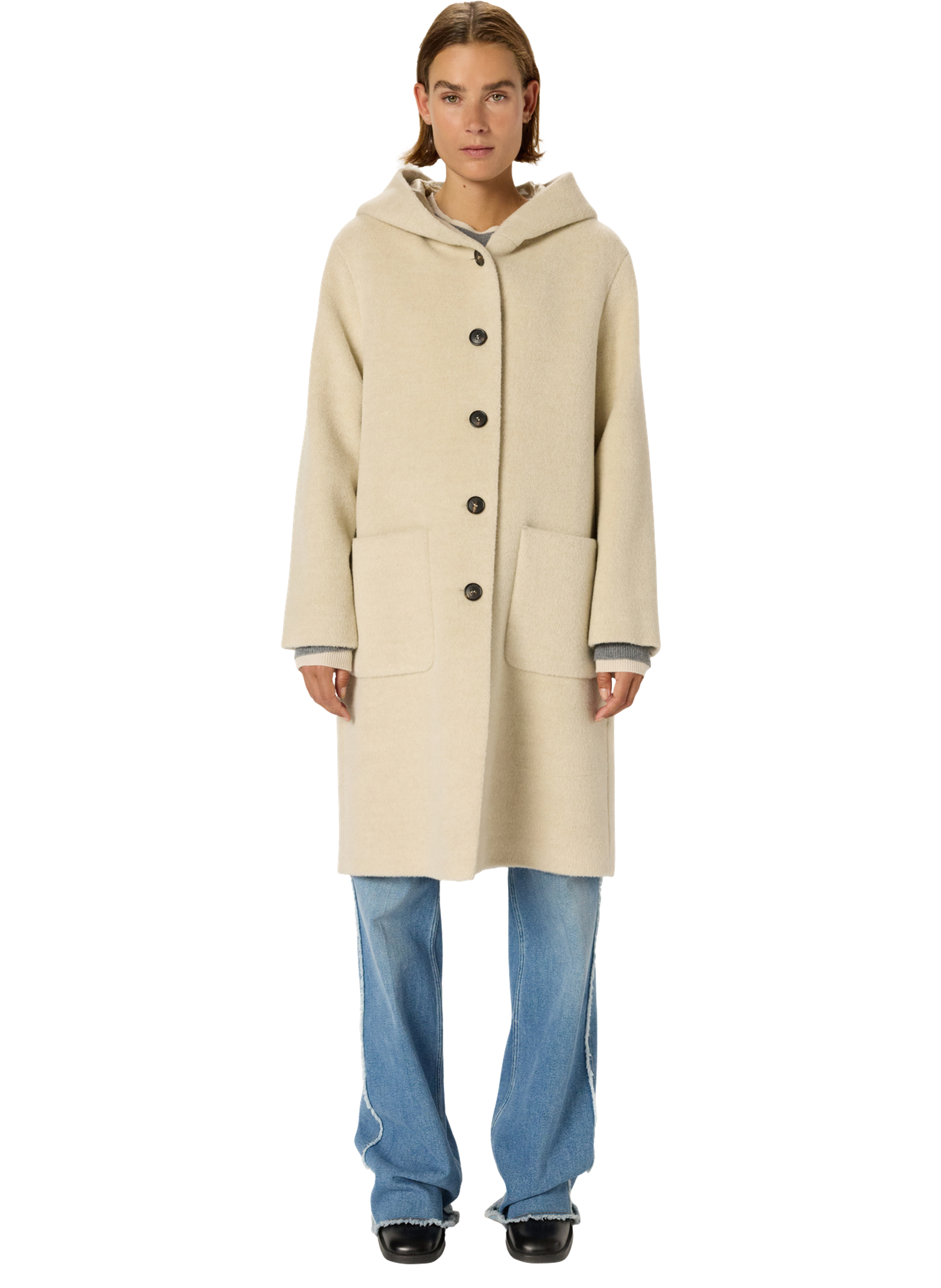 Manteau à capuche en laine et alpaga - malou GERARD DAREL Beige
