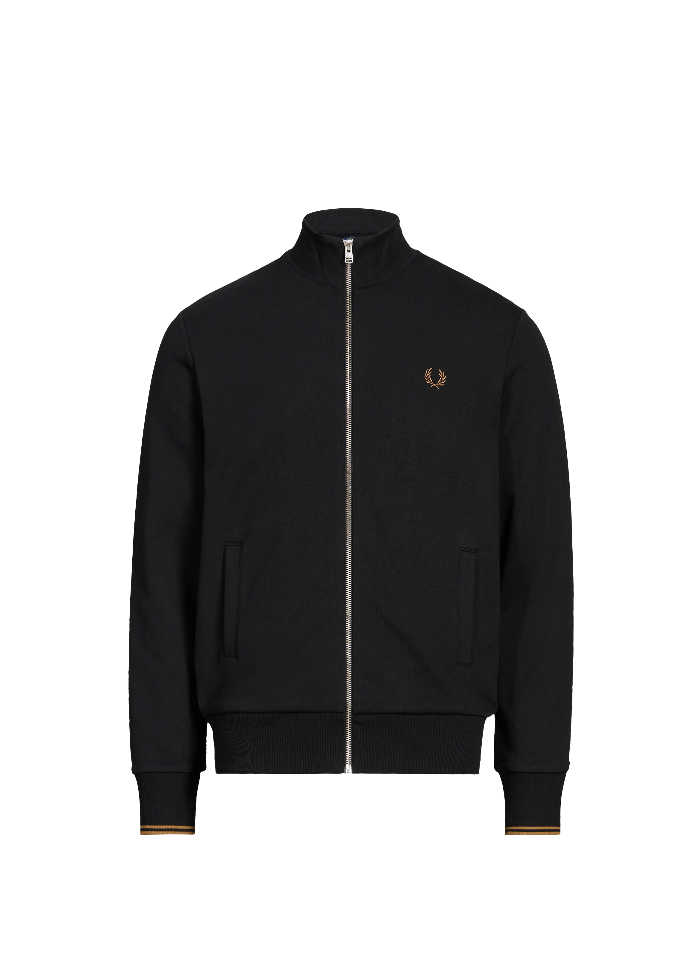 FRED PERRY Zip-up high-neck cotton sweatshirt Black