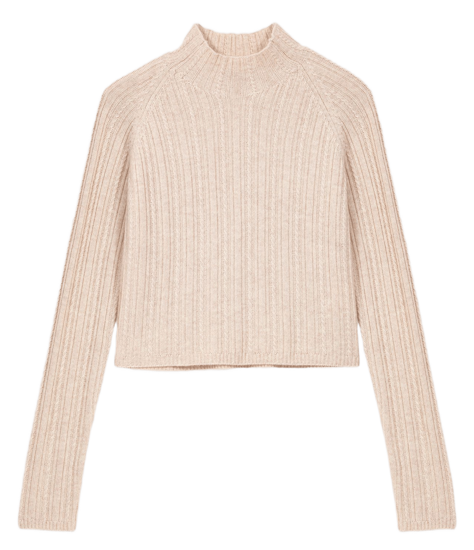 Pull droit col montant en laine et cachemire MAJE Beige