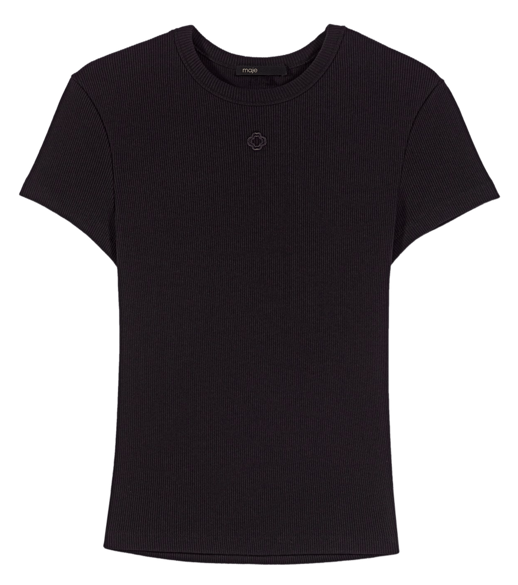 Tee-shirt col rond en coton mélangé MAJE Noir