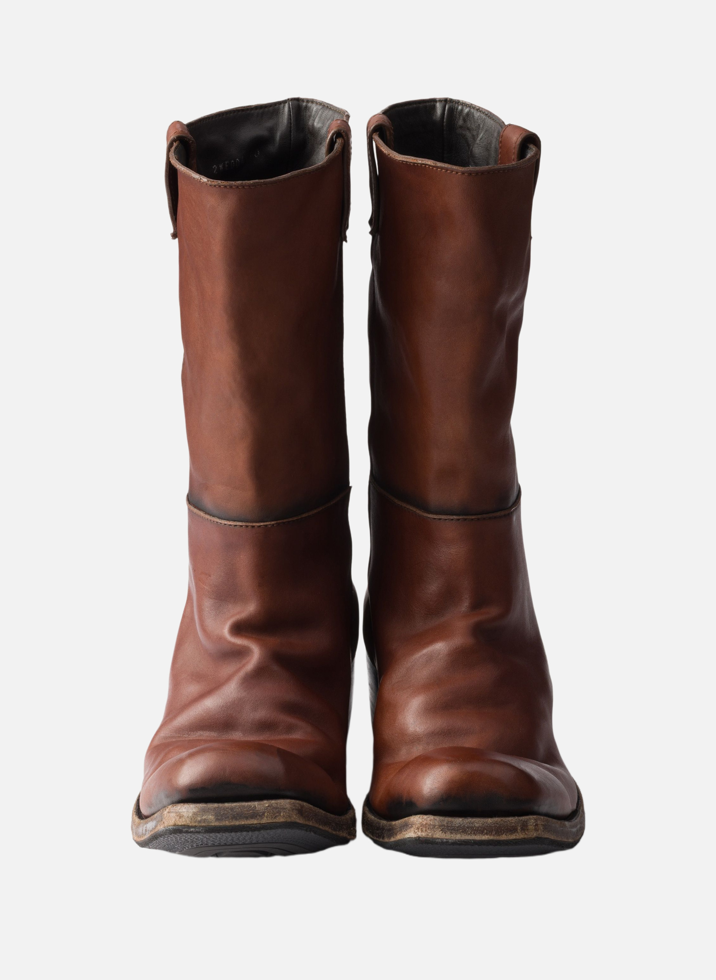 Bottes en cuir nappa antique PRADA Marron