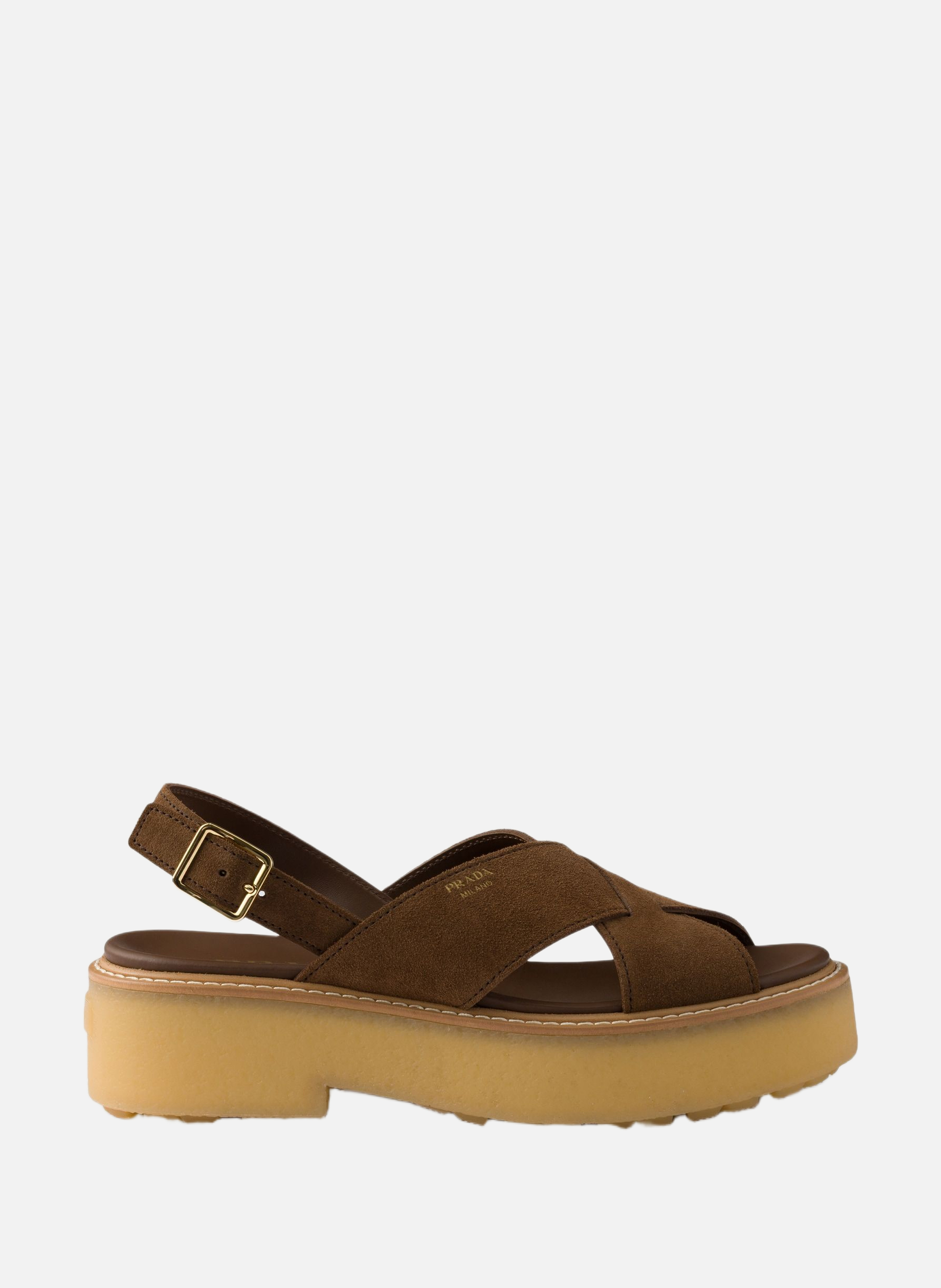 Sandales en veau velours PRADA Marron