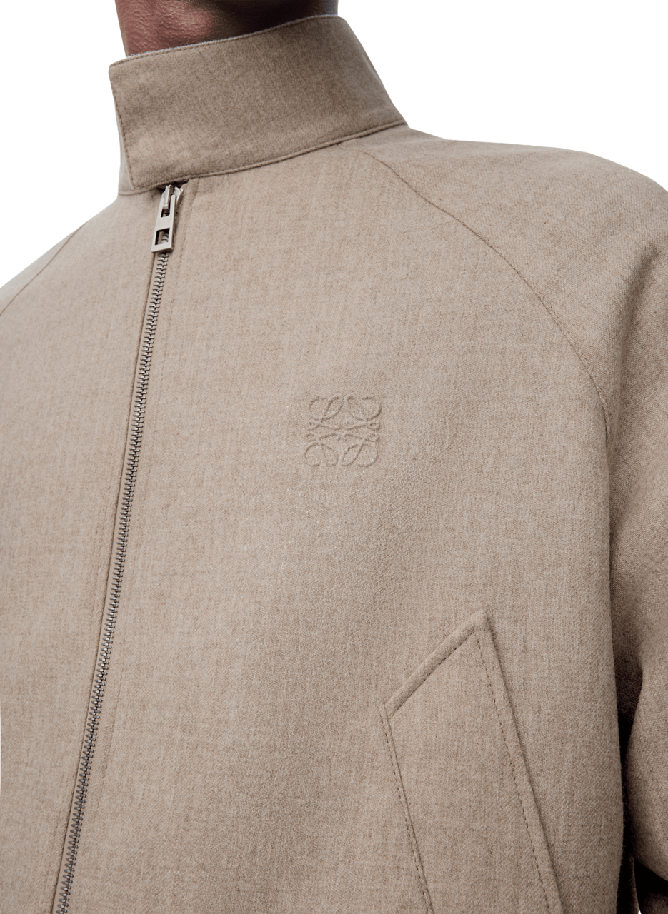 Zip-up jacket with high collar in wool and cashmere LOEWE Beige