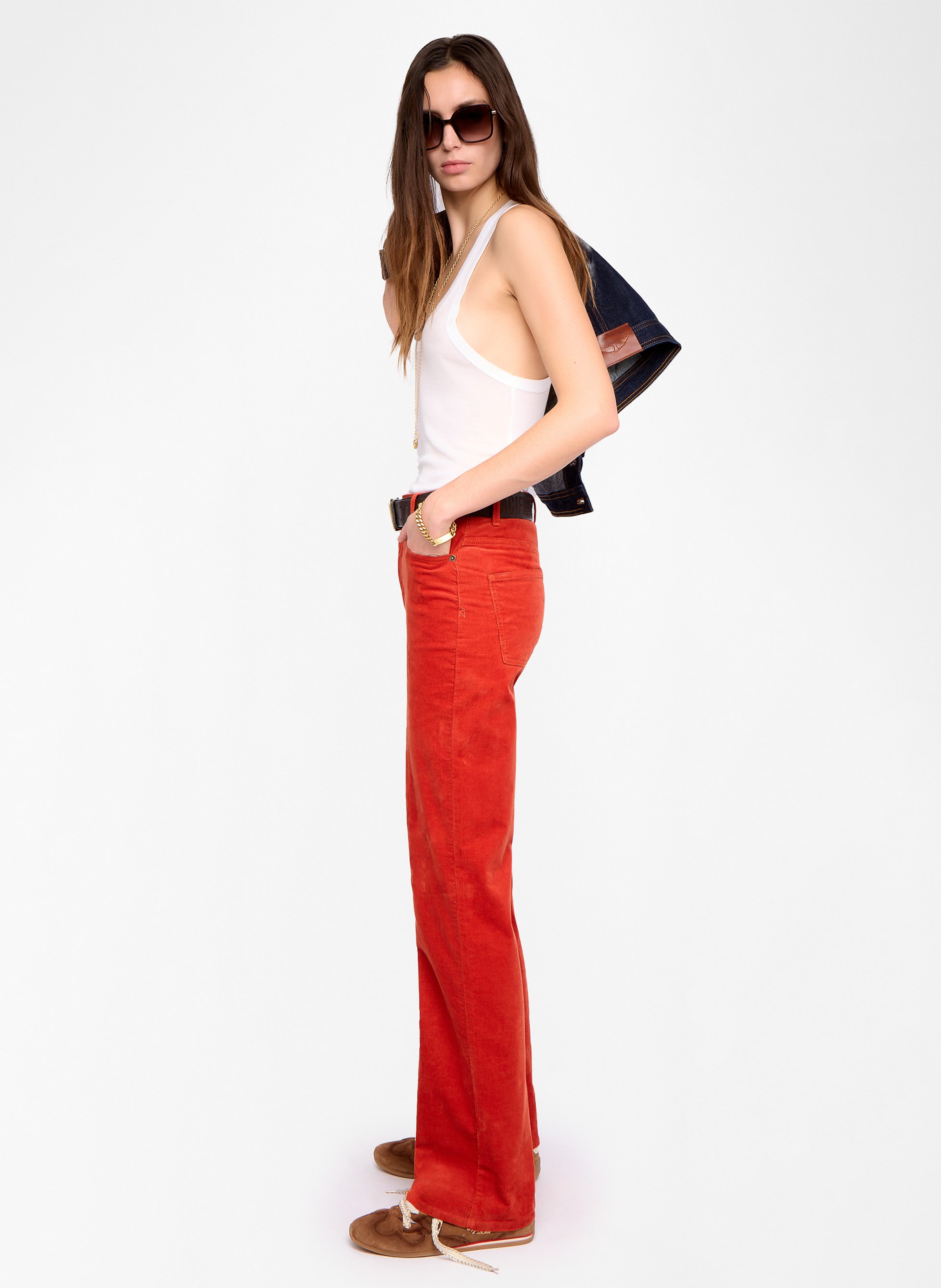 Pantalon droit taille haute uni evy ZADIG&VOLTAIRE Orange