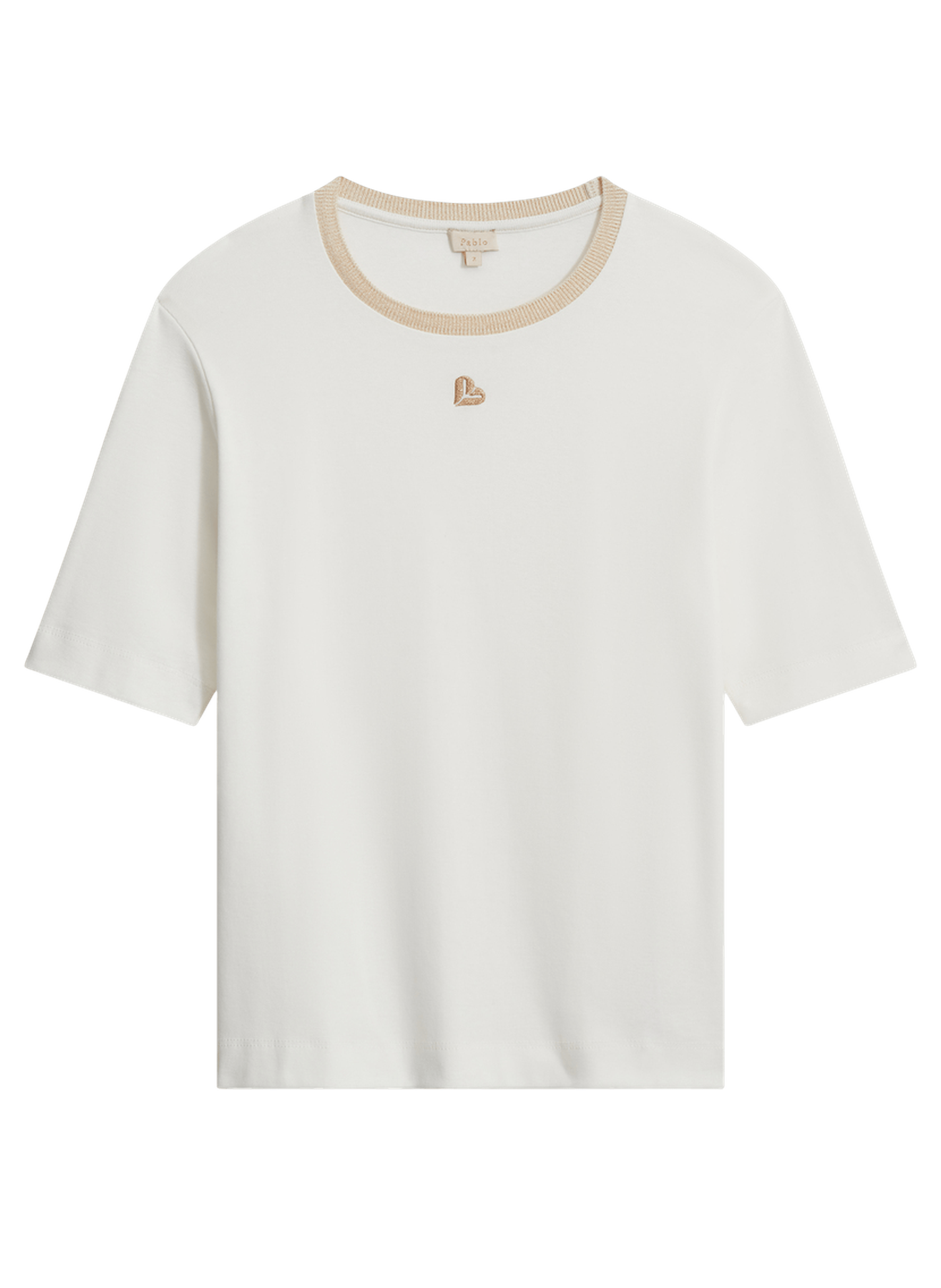 T-shirt en coton à col doré PABLO Blanc