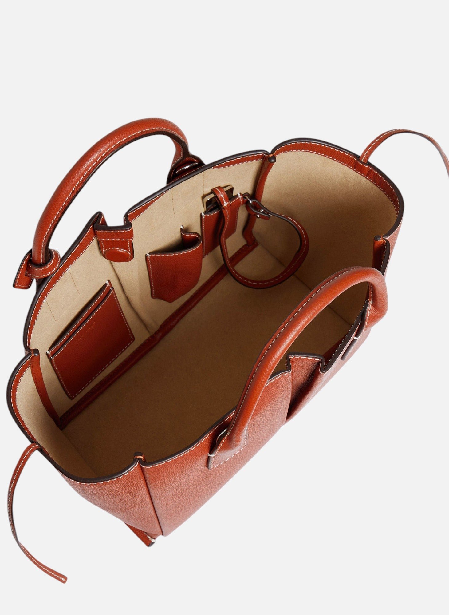 Petit sac à main elena en cuir grainé LE TANNEUR Marron