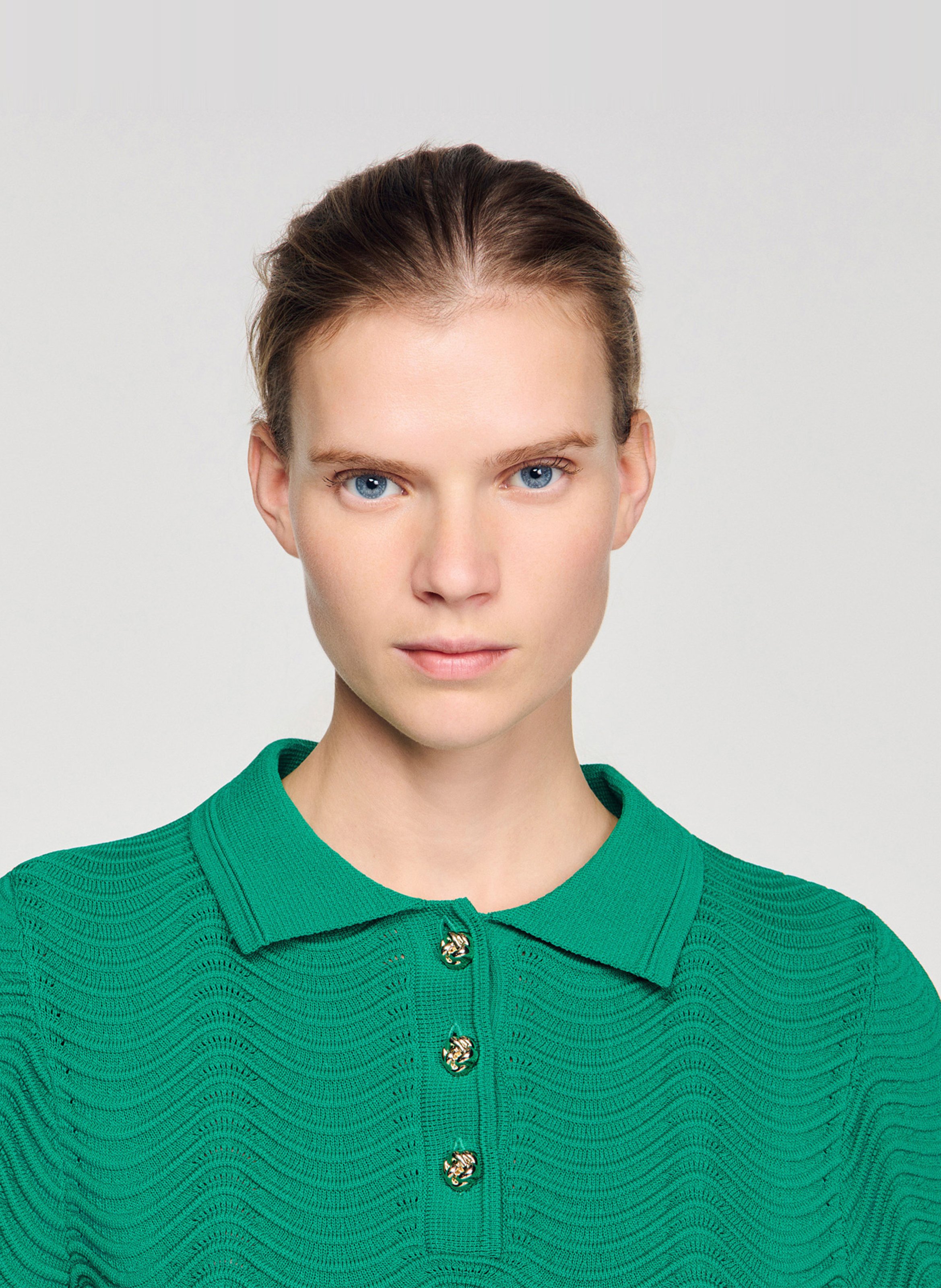 Pull droit en jacquard SANDRO Vert