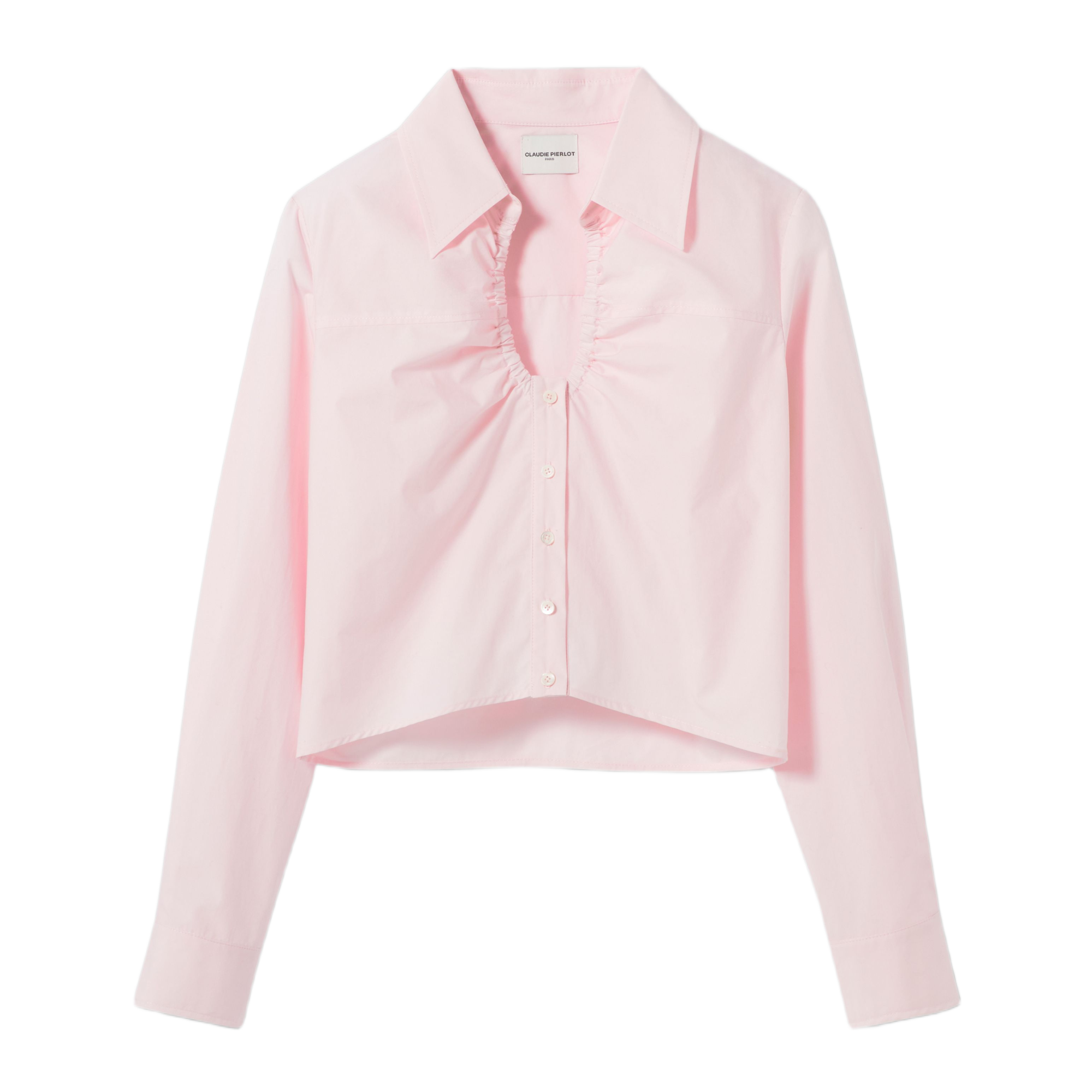 Chemise droite col classique en coton CLAUDIE PIERLOT Rose
