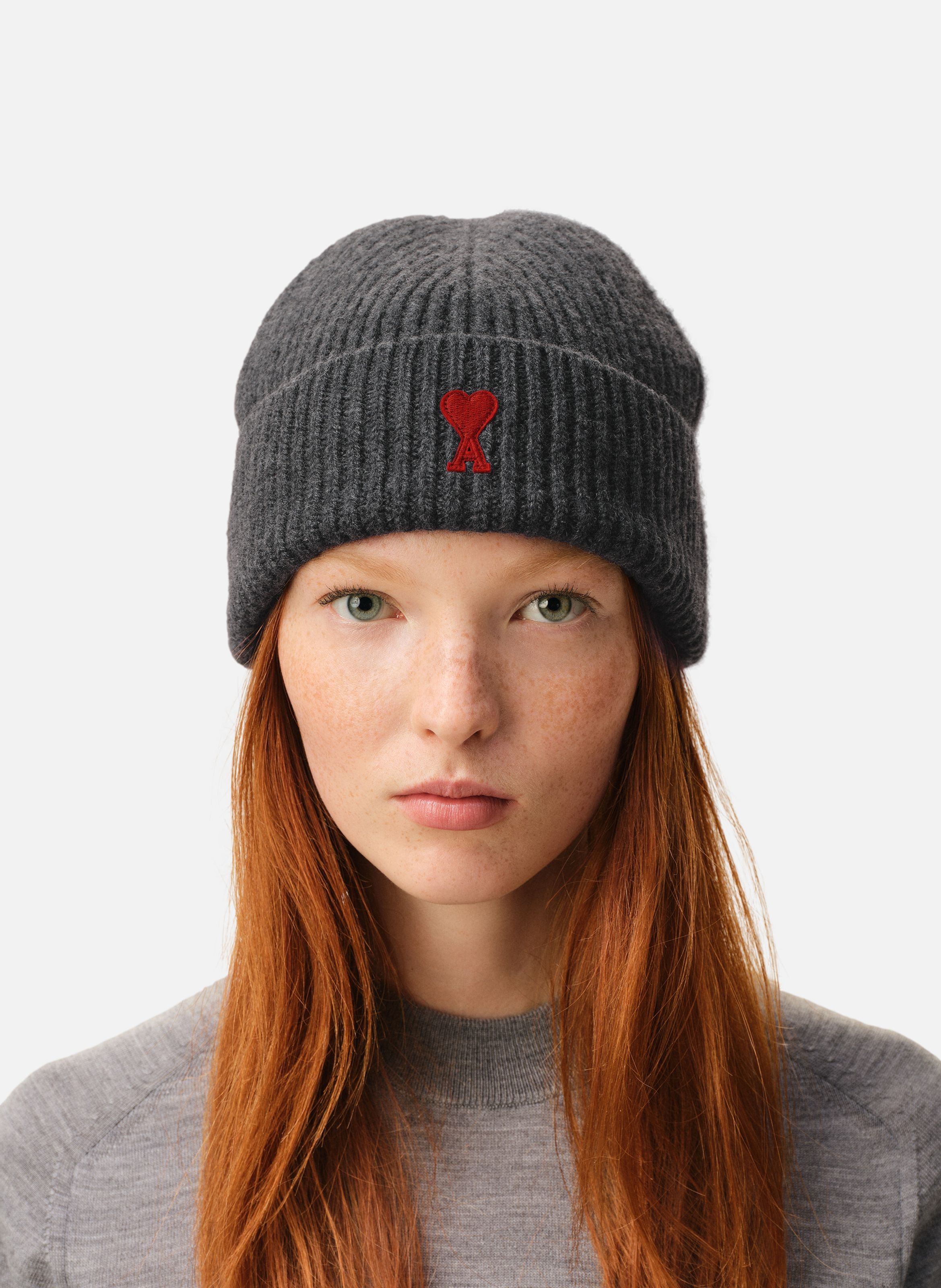Bonnet Ami de Coeur Rouge unisexe AMI PARIS Gris