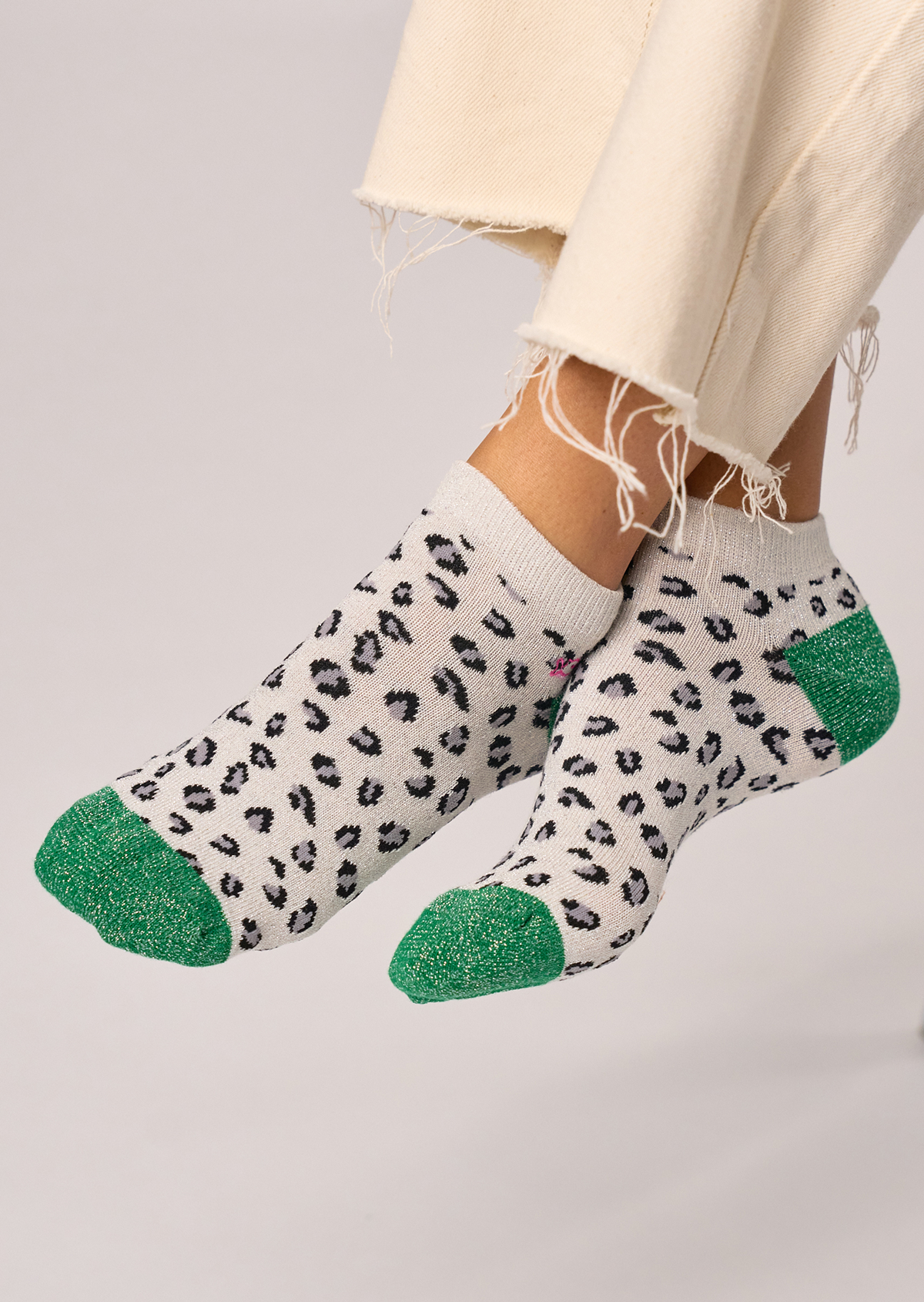 Socquettes en coton peigné leopard BILLYBELT Blanc