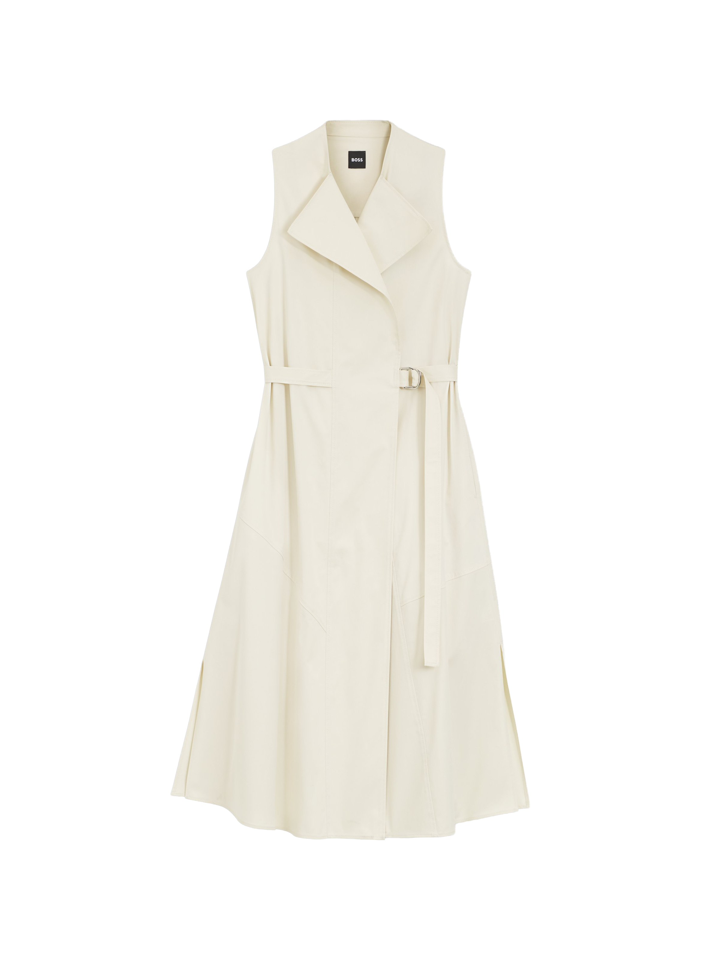 Stretch cotton blend wrap dress BOSS Beige