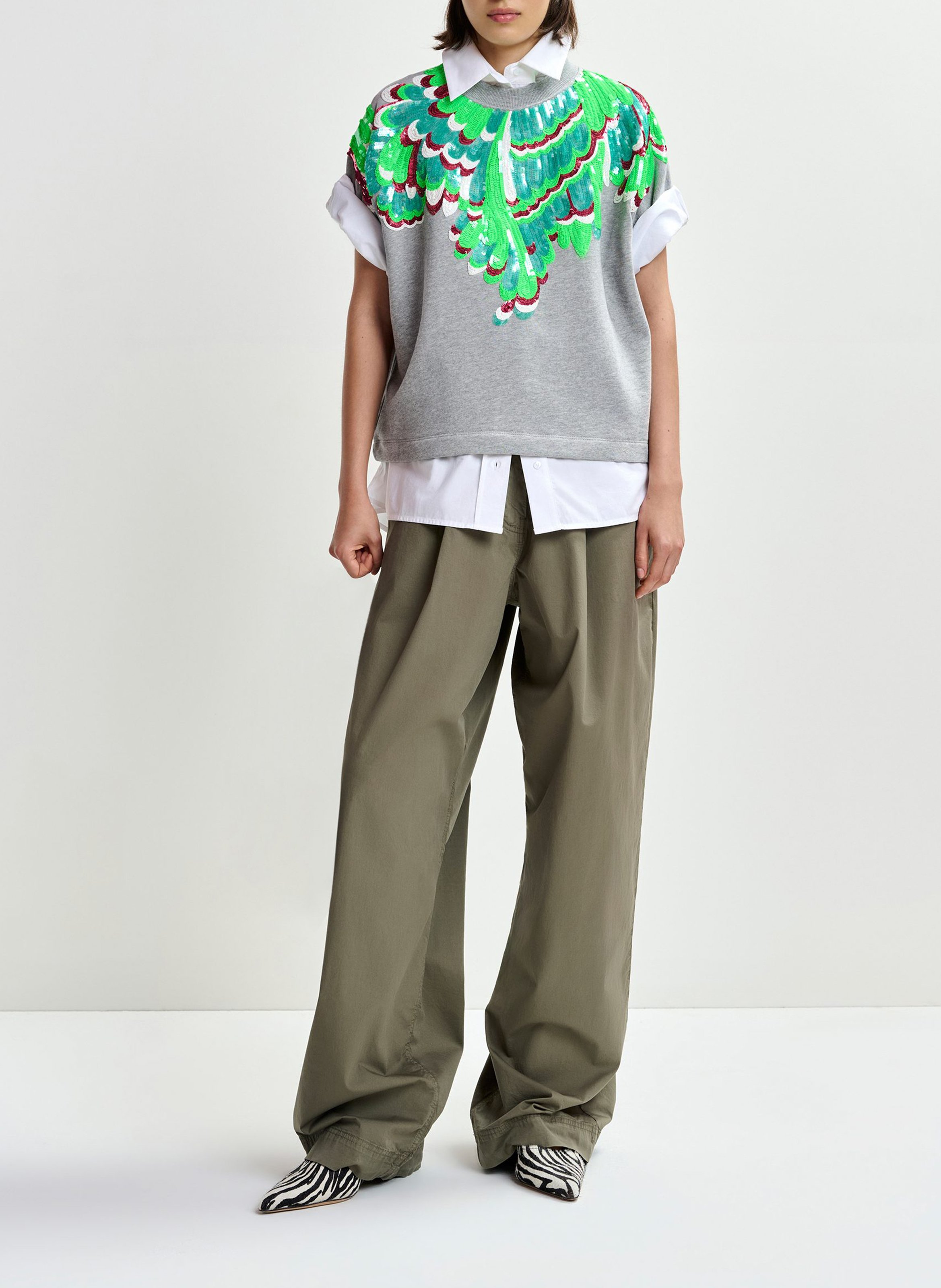 Sweat oversize col rond en coton jolies ESSENTIEL ANTWERP Gris