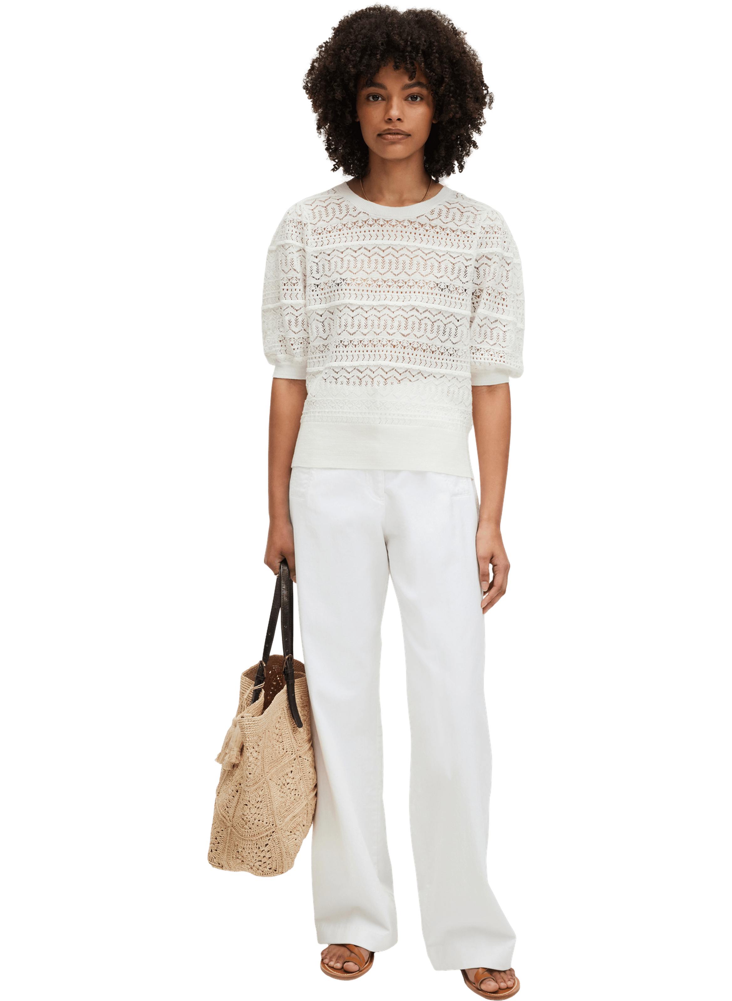 Pull ajouré en lin et coton - josslyn PABLO Beige