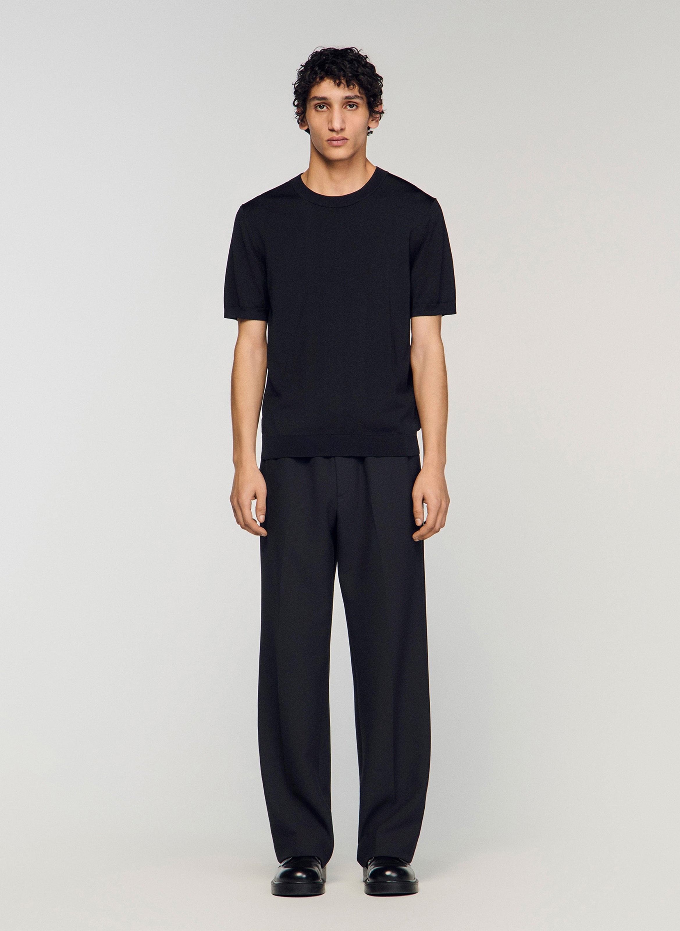 Tee-shirt col rond regular fit SANDRO Noir