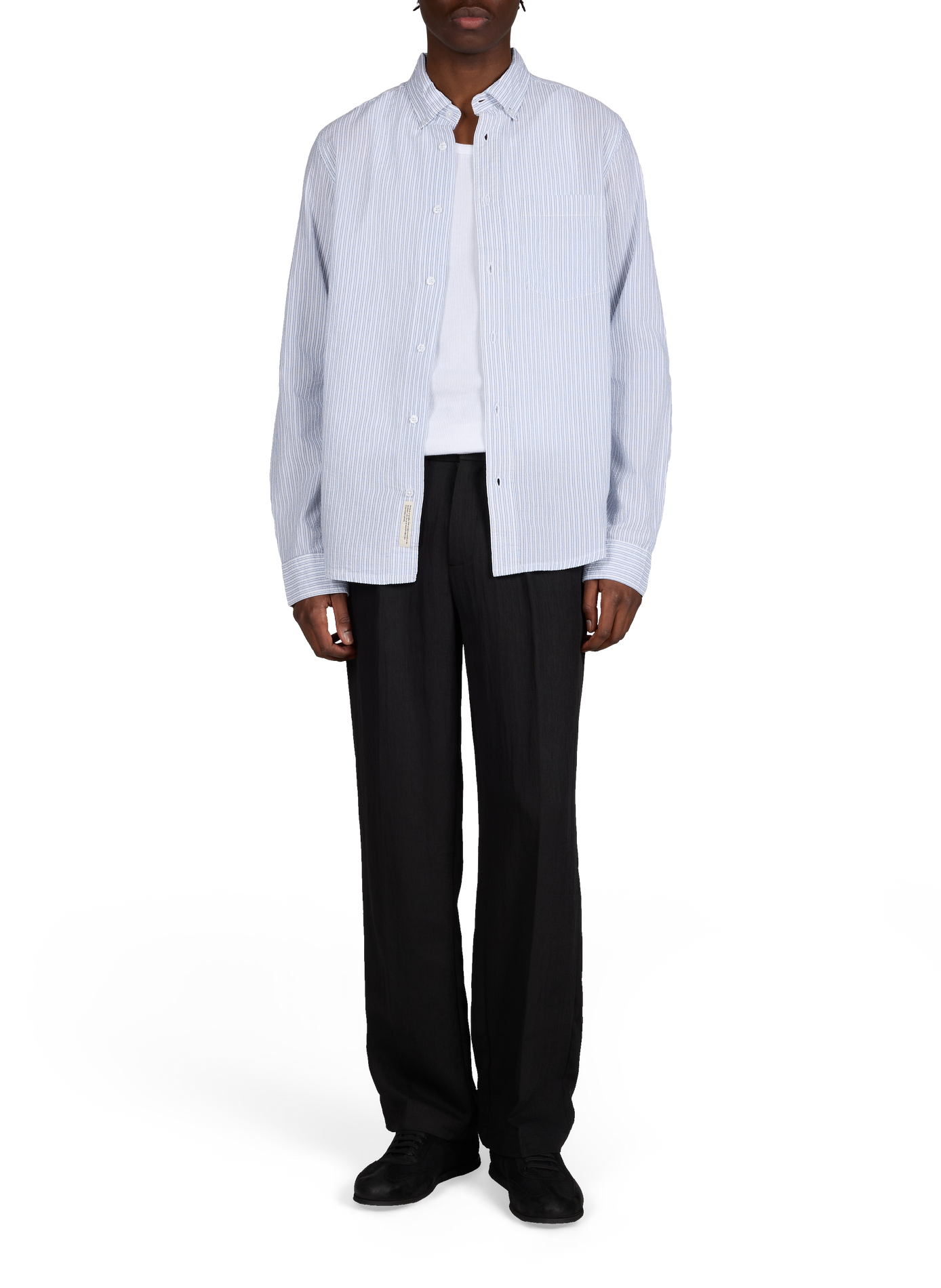 Chemise droite rayée en coton MINIMUM Blanc