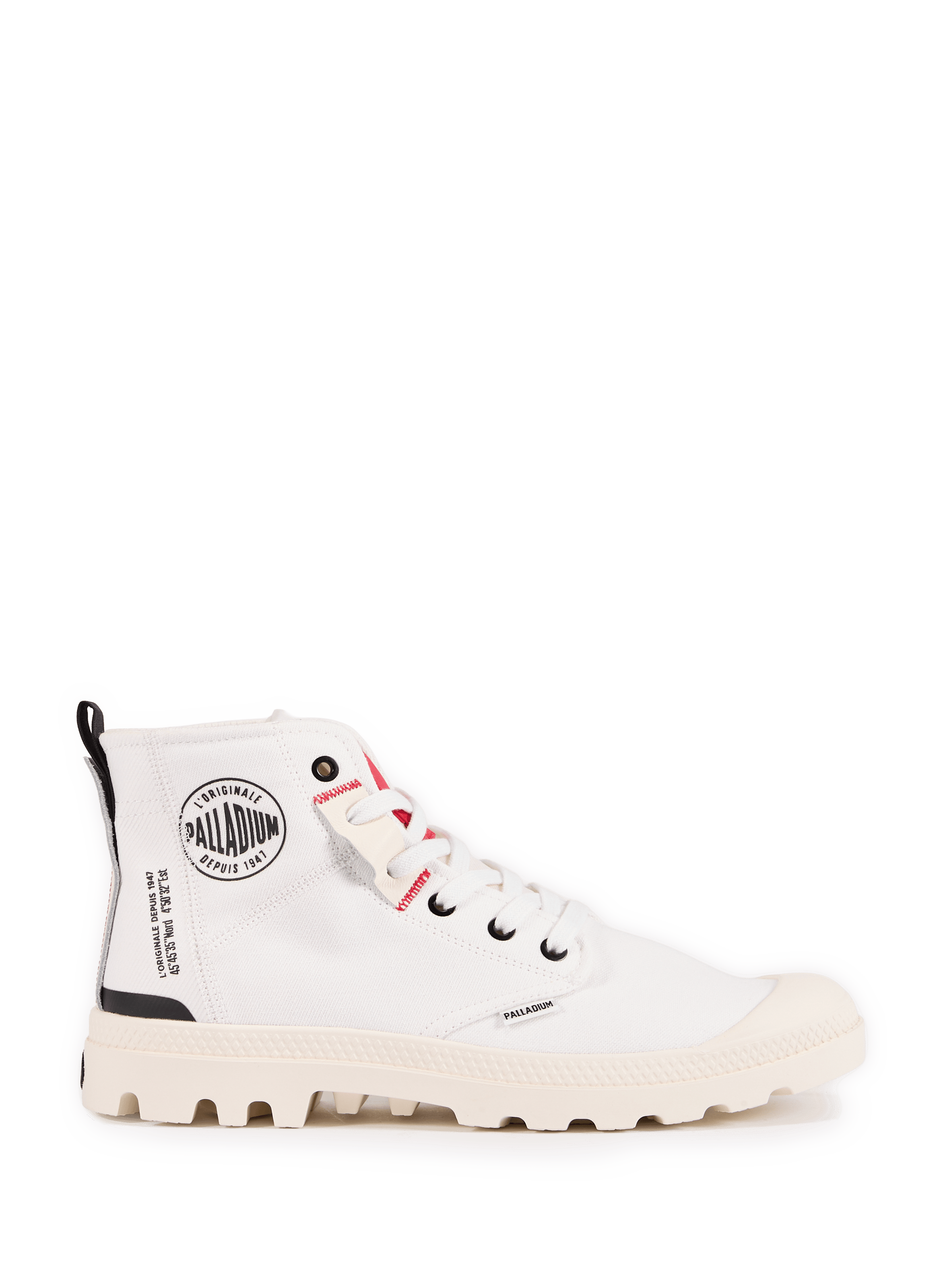 Baskets montantes Pampa Hi Urban en coton et cuir mélangés PALLADIUM Blanc
