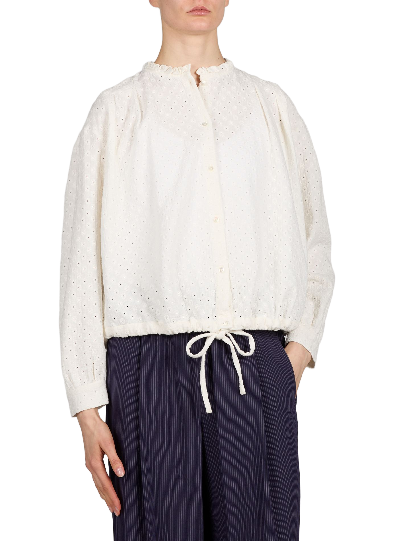 Buttoned blouse with English embroidery BELLEROSE Beige