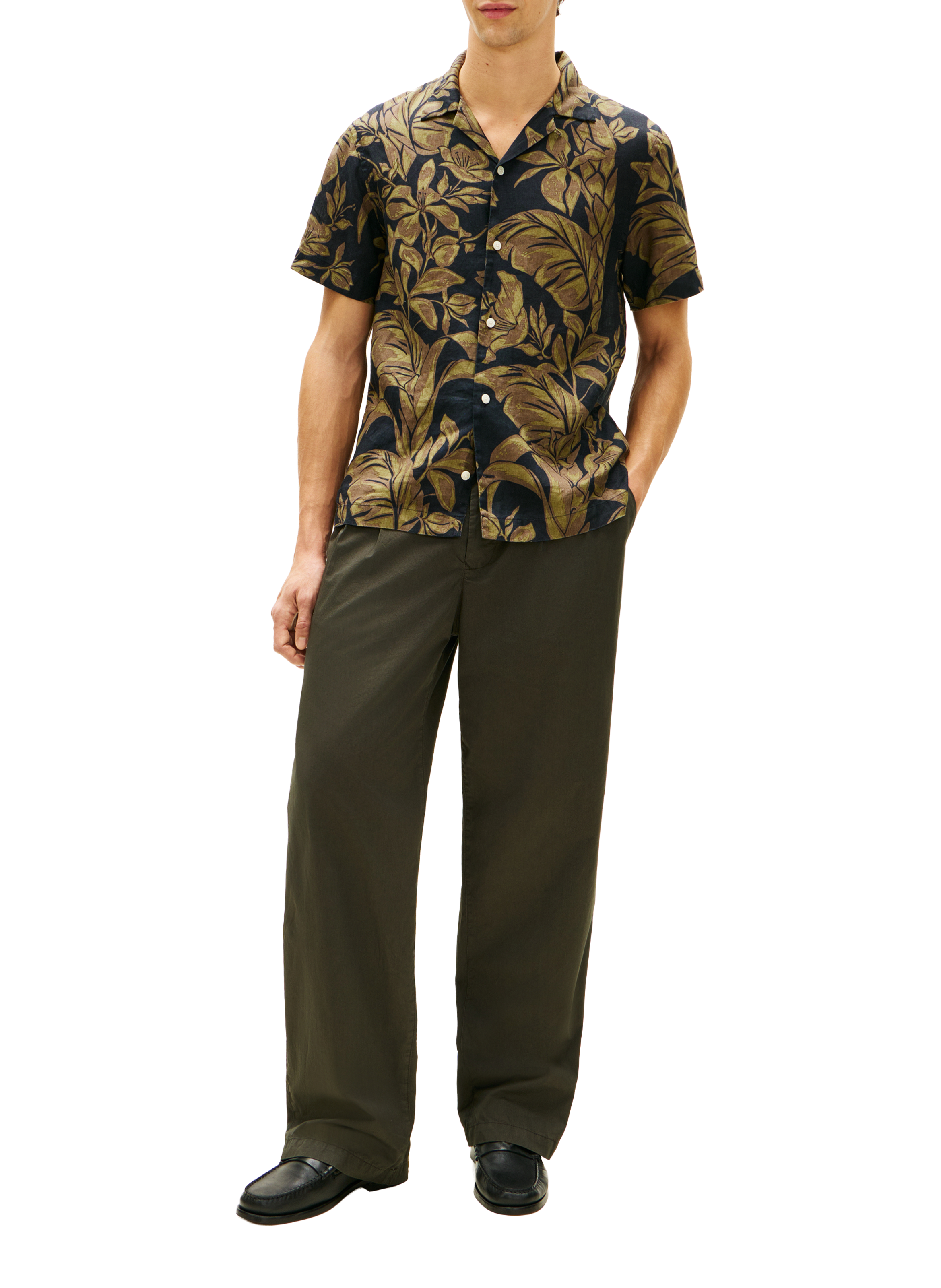 Straight shirt with floral pattern in linen TOMMY HILFIGER Multicolour