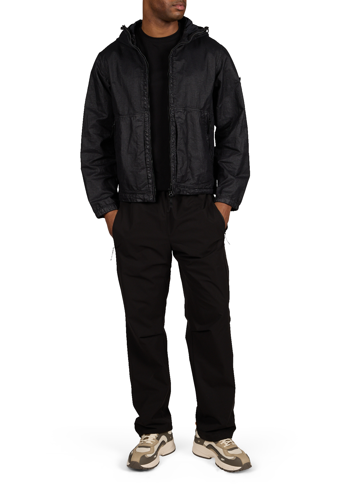 Veste oversize col montant à capuche STONE ISLAND Noir