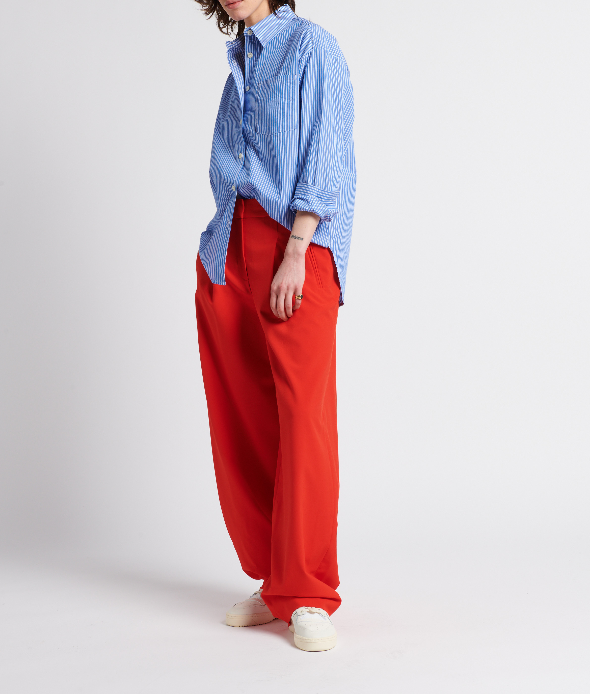 Chemise droite rayée en coton zatybay Bleu