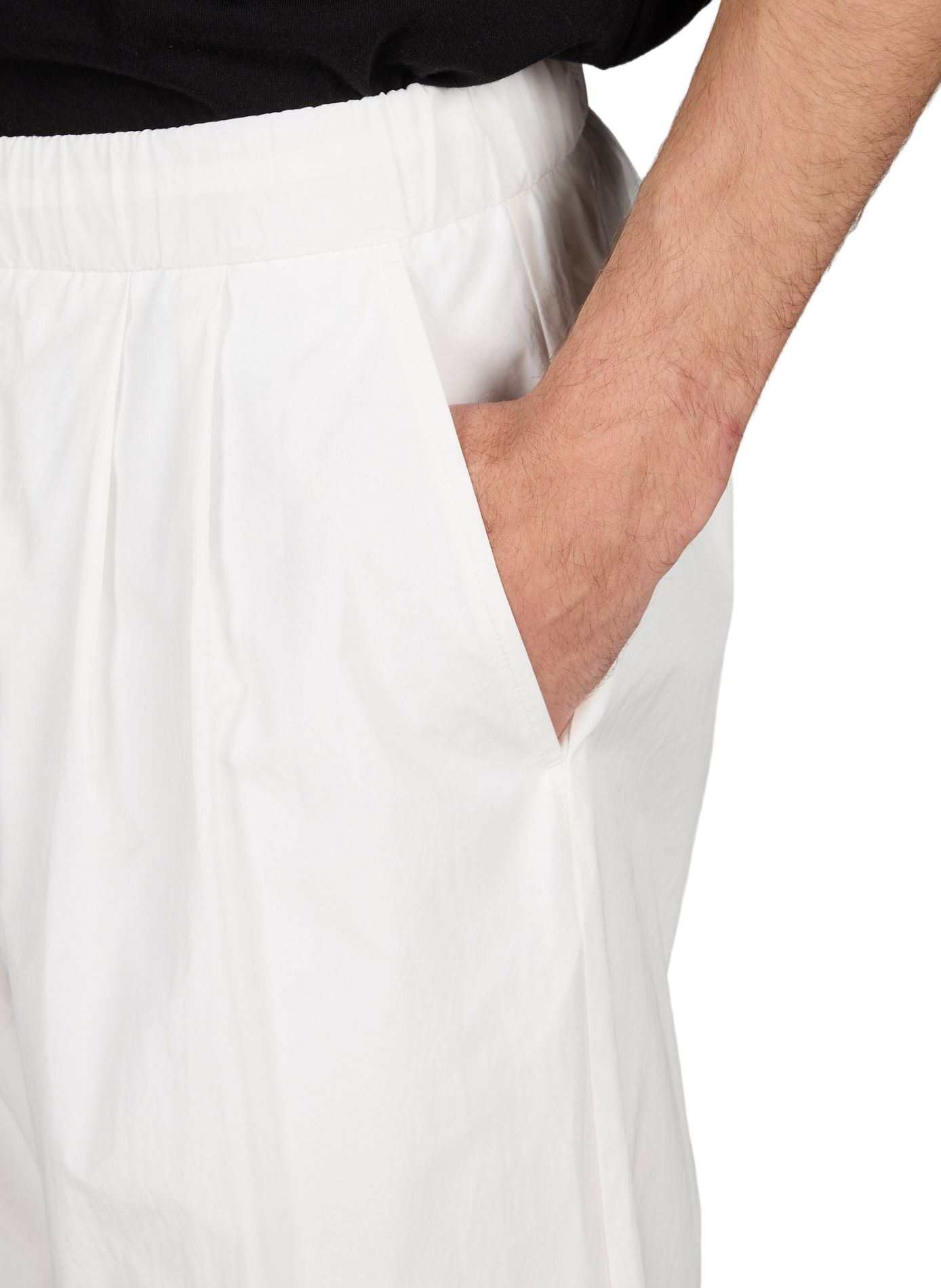 Elasticated waist solid trousers AMOMENTO White