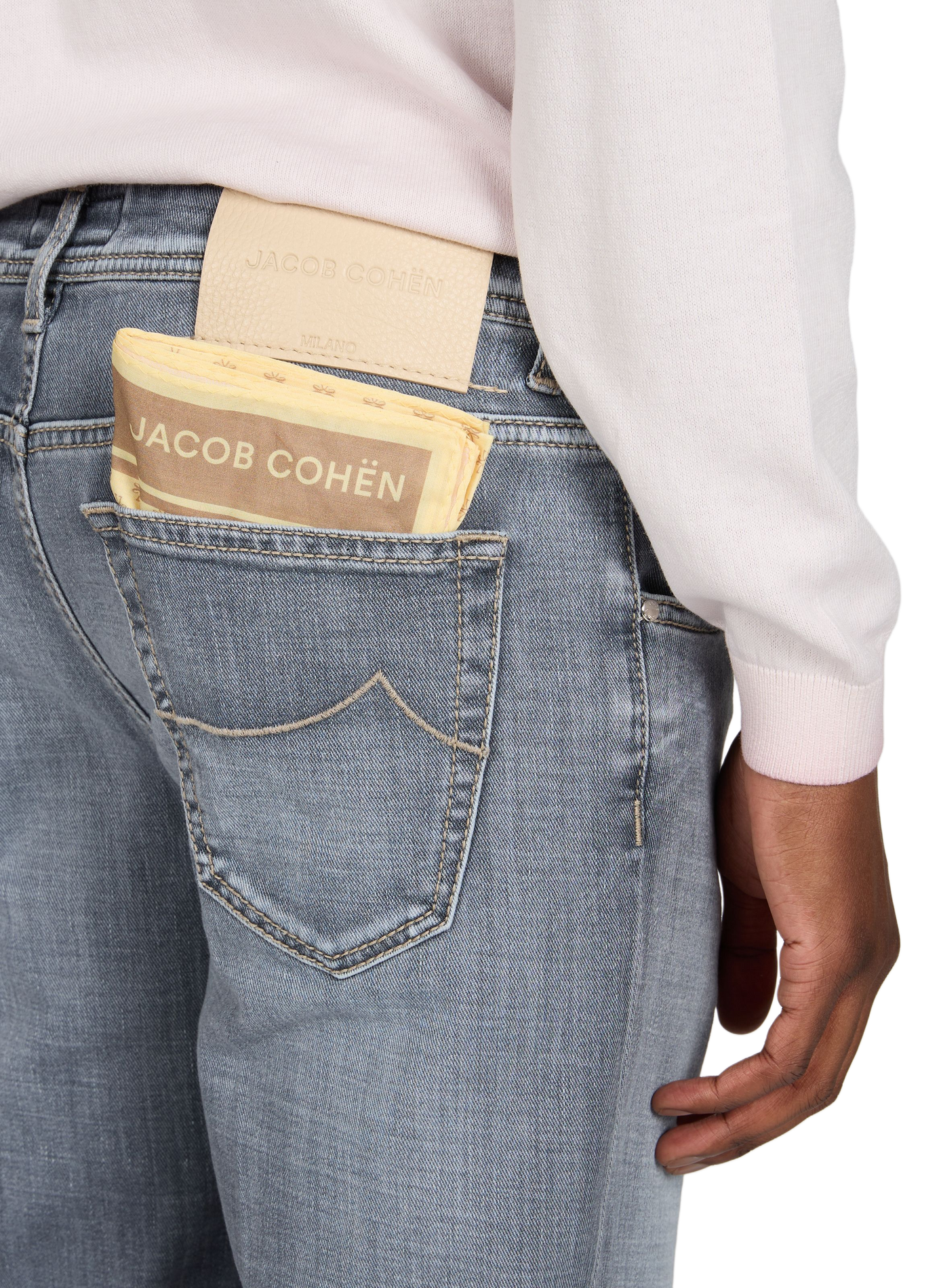 Cropped cotton blend jeans JACOB COHEN Grey