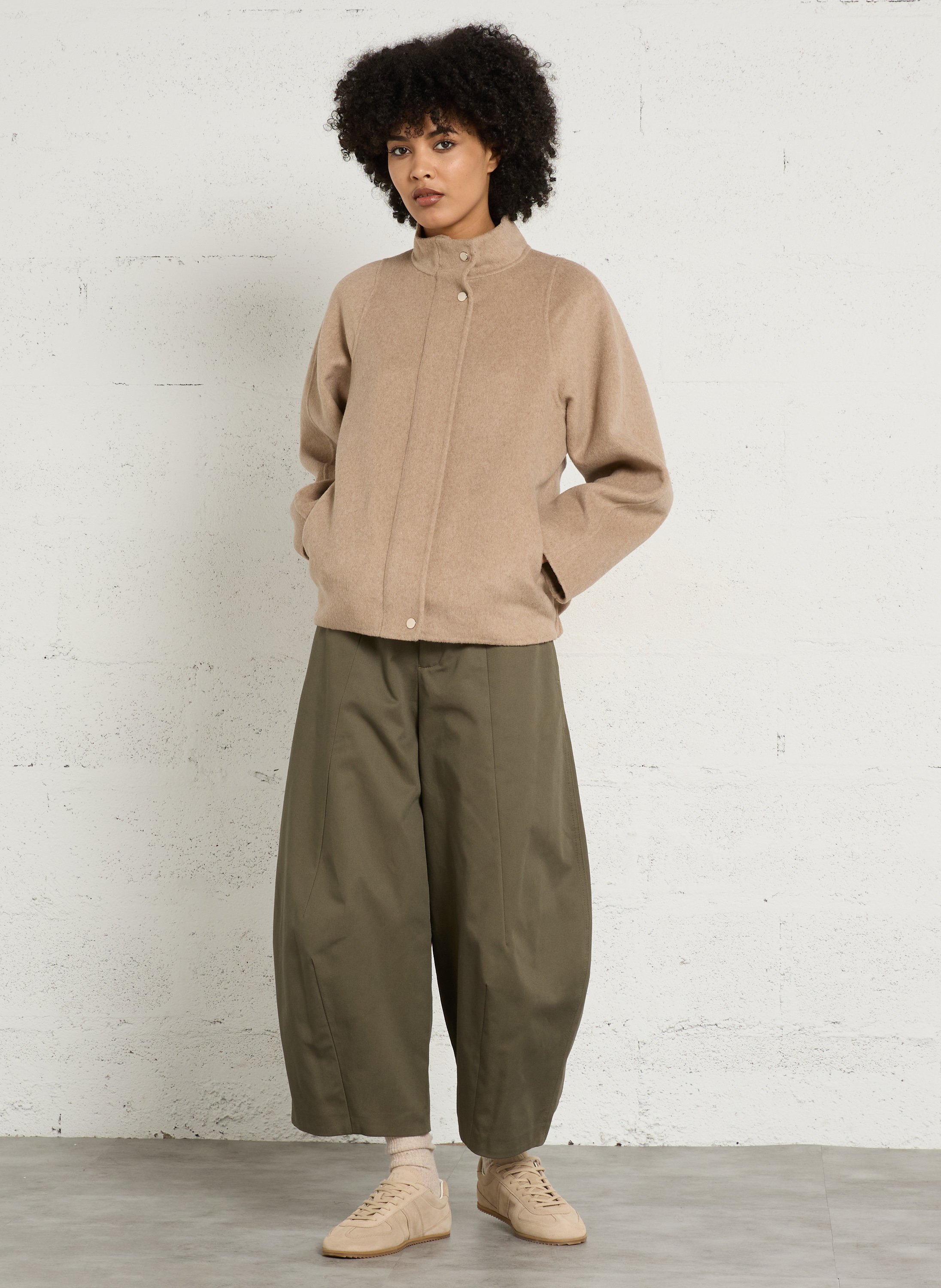 Manteau droit col montant zippé felicity MAISON 123 Gris