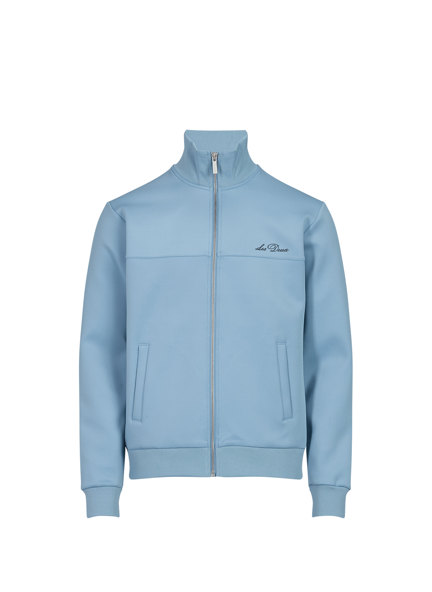 Straight jacket with high collar and logo LES DEUX Blue