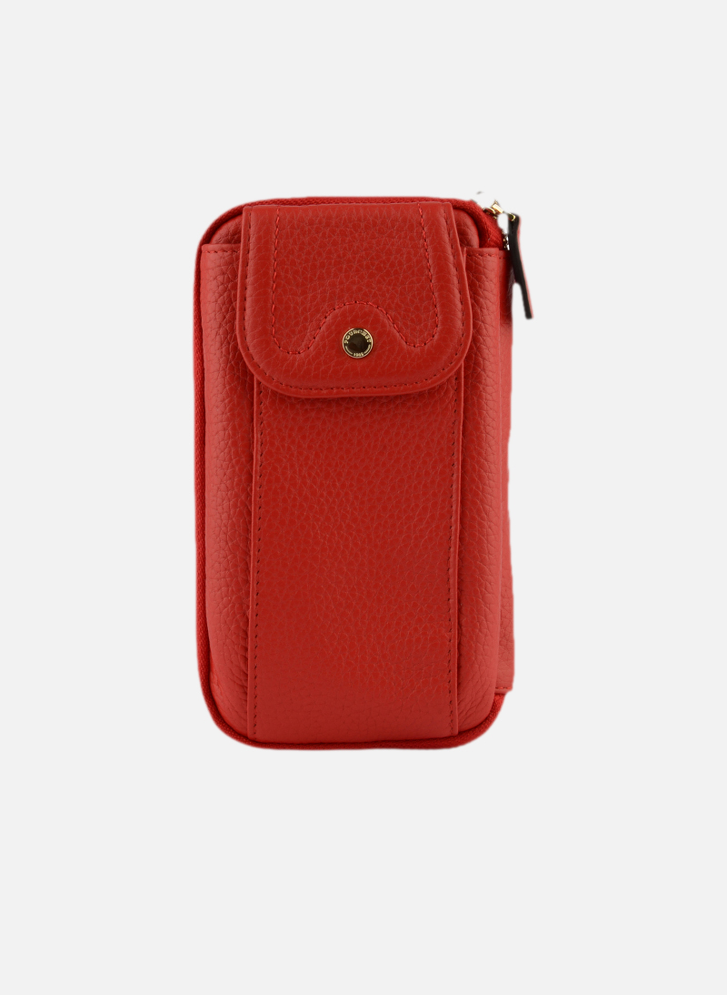Club | etui téléphone portable en cuir de veau grainé | Rouge POURCHET Femme