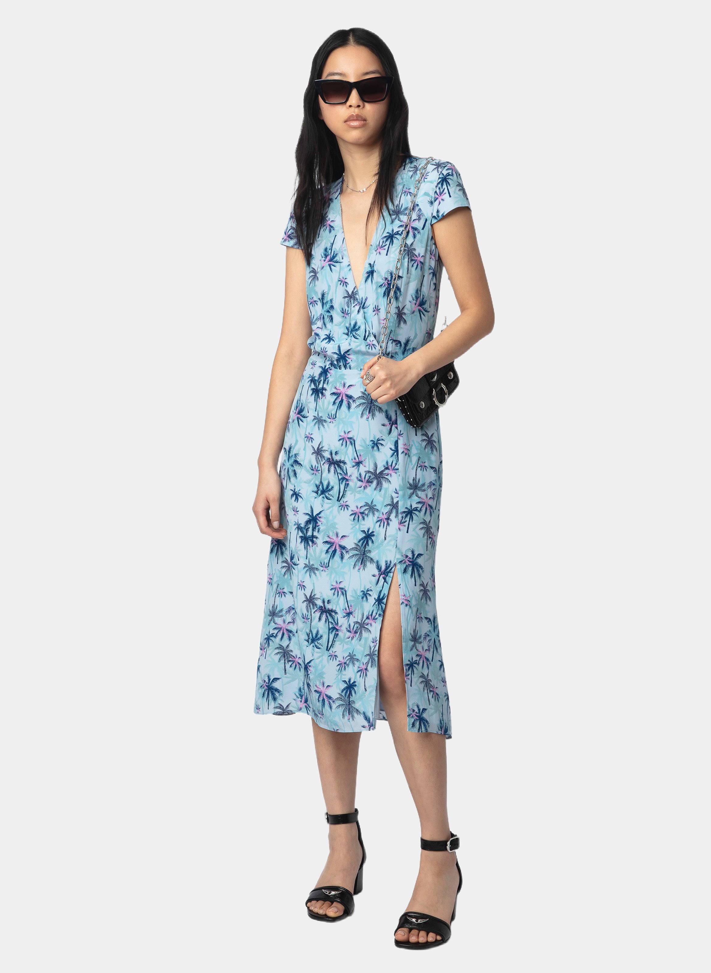 Midi Seidenkleid mit V-Ausschnitt, Rapaz ZADIG&VOLTAIRE Blau