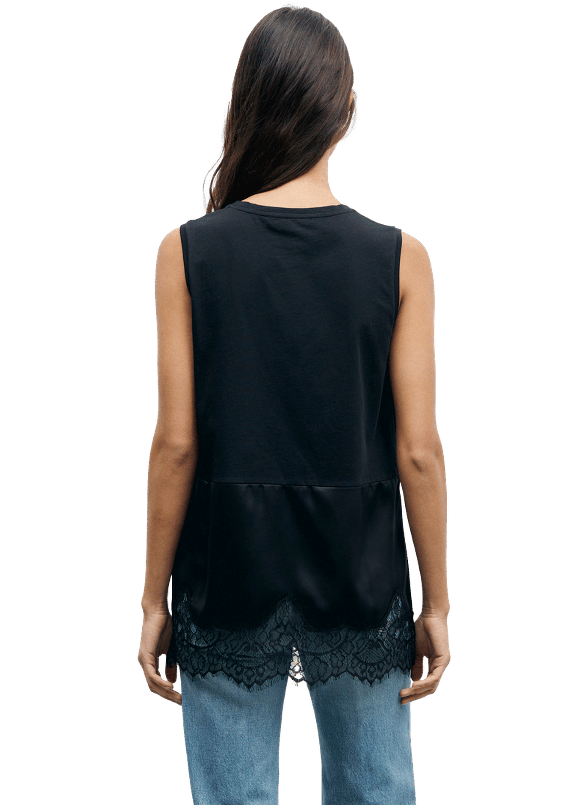 Top bi matière en coton et dentelle - baia GERARD DAREL Noir